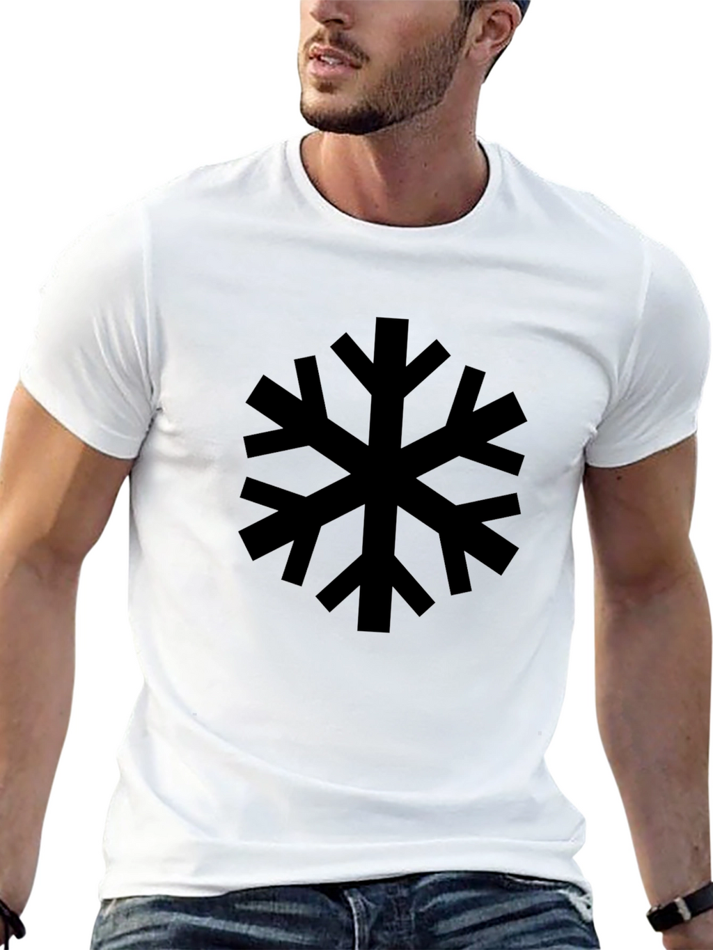 Black Snowflake Graphic T-Shirt - Casual Style