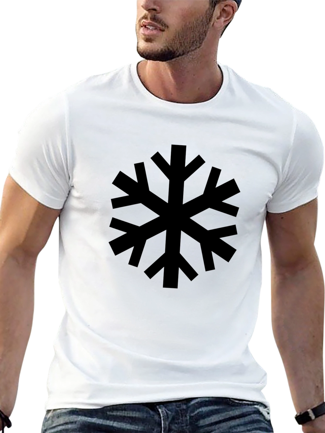 Black Snowflake Graphic T-Shirt - Casual Style