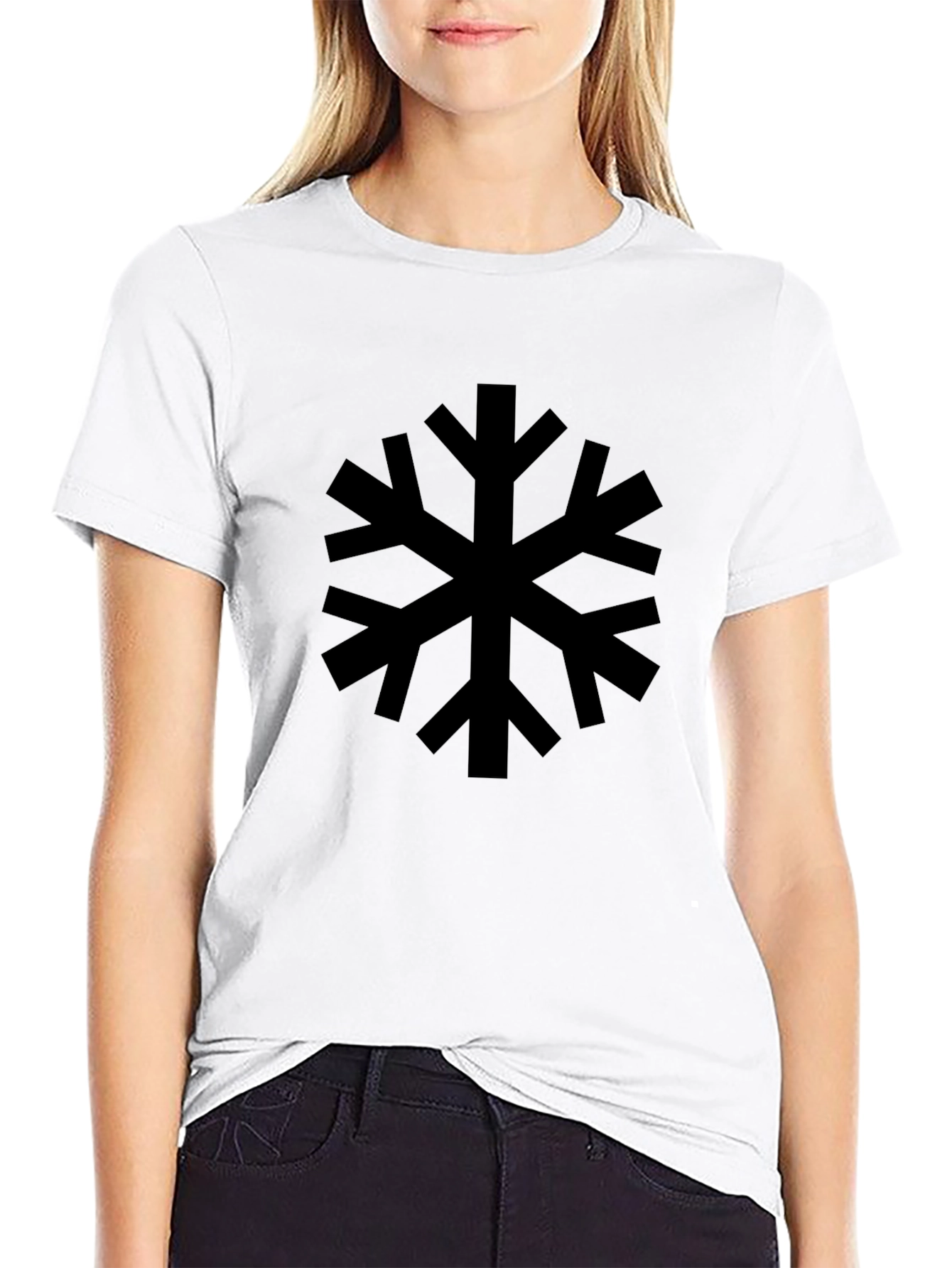 Black Snowflake Graphic T-Shirt - Casual Style