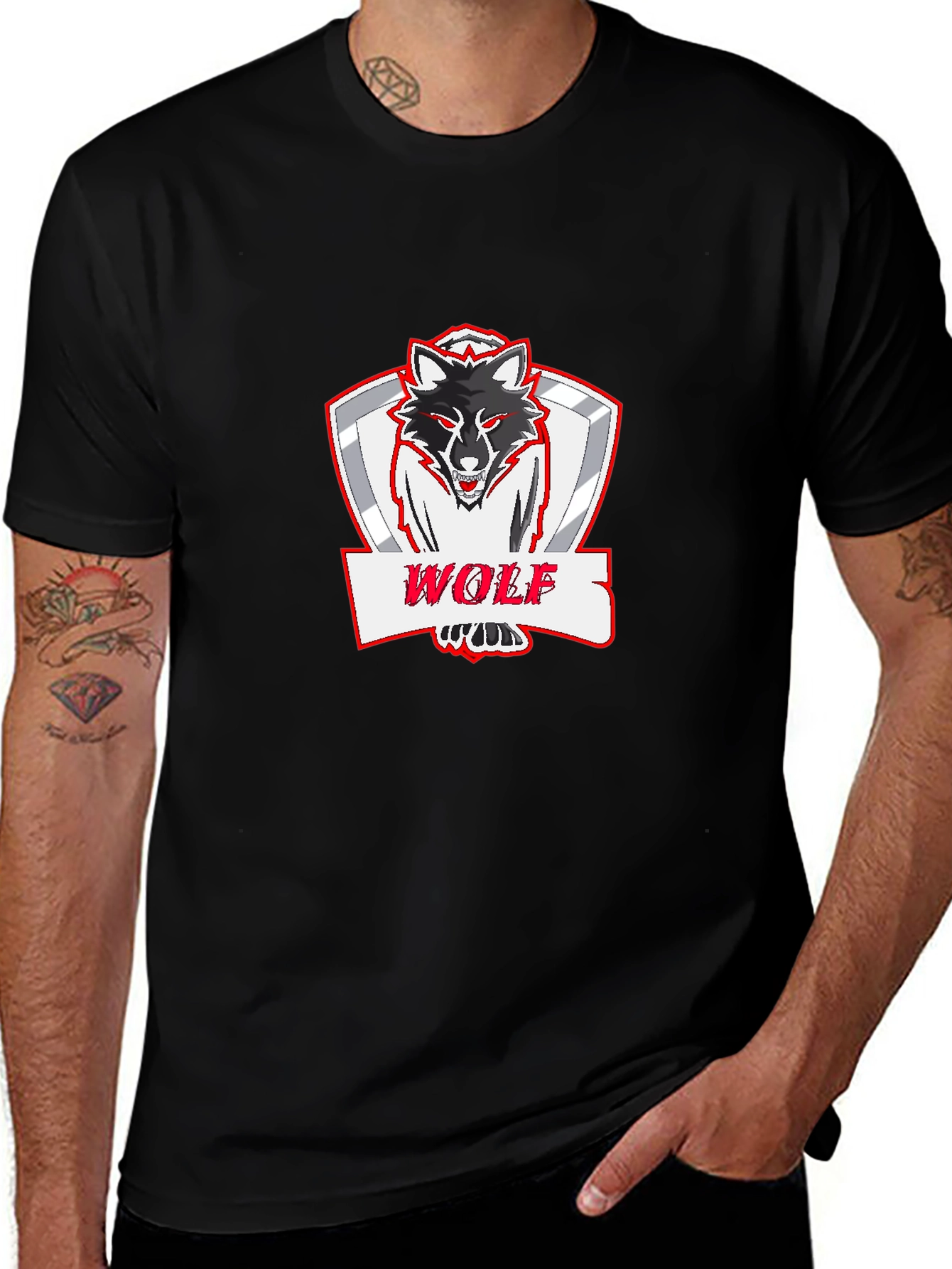 Bold Wolf Graphic Print Black T-Shirt