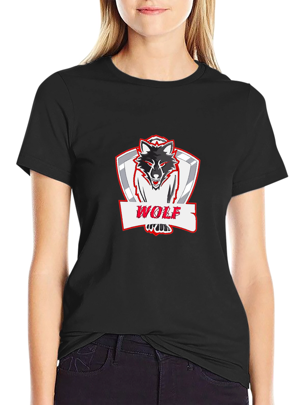 Bold Wolf Graphic Print Black T-Shirt