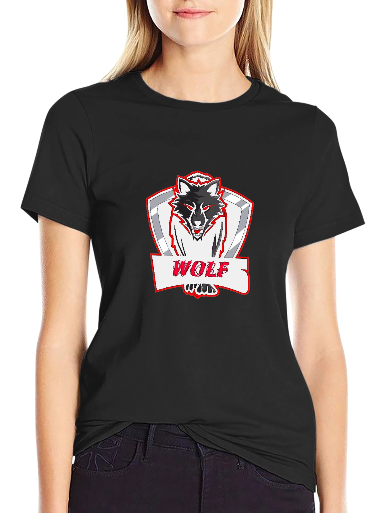 Bold Wolf Graphic Print Black T-Shirt