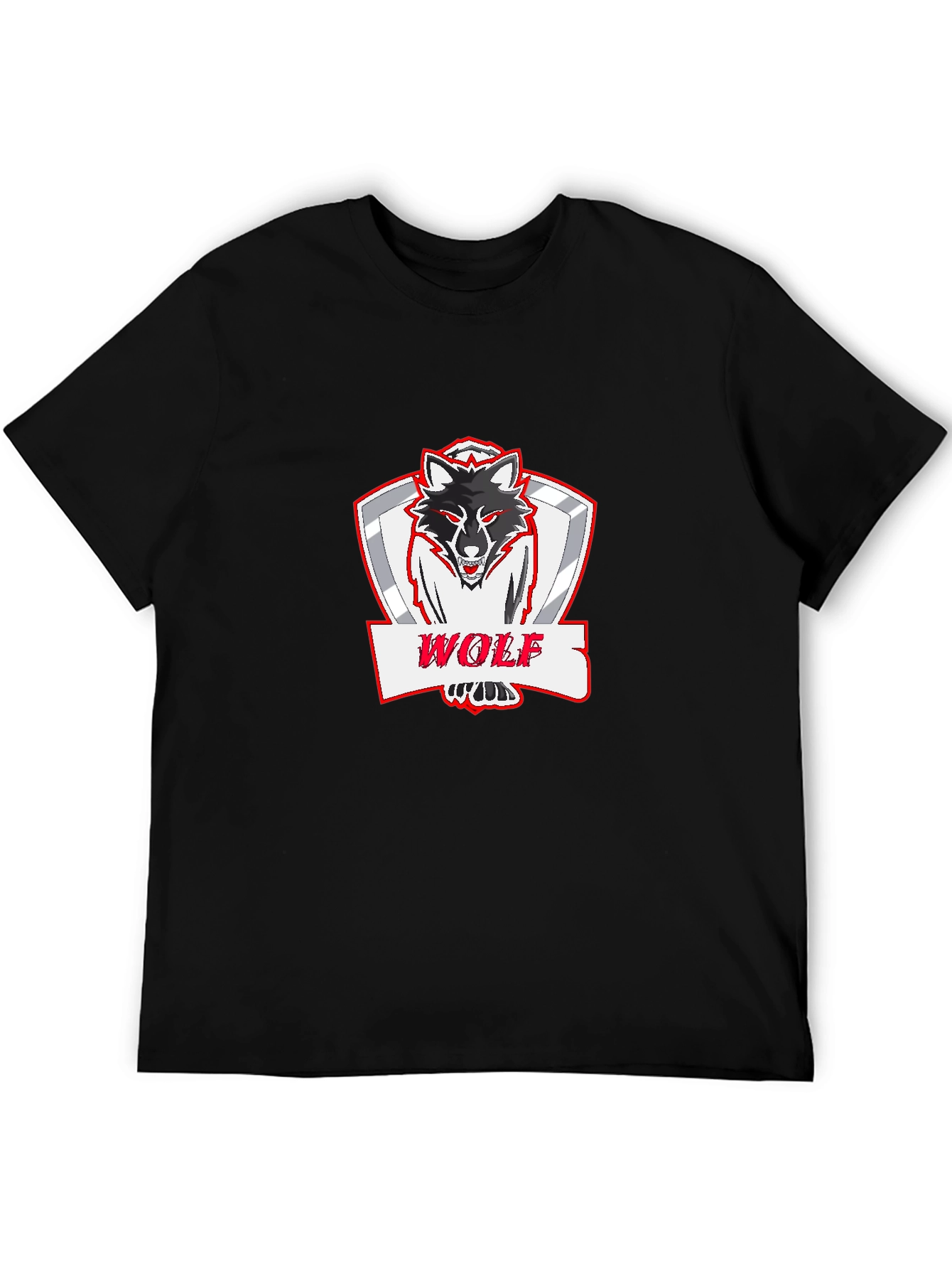 Bold Wolf Graphic Print Black T-Shirt