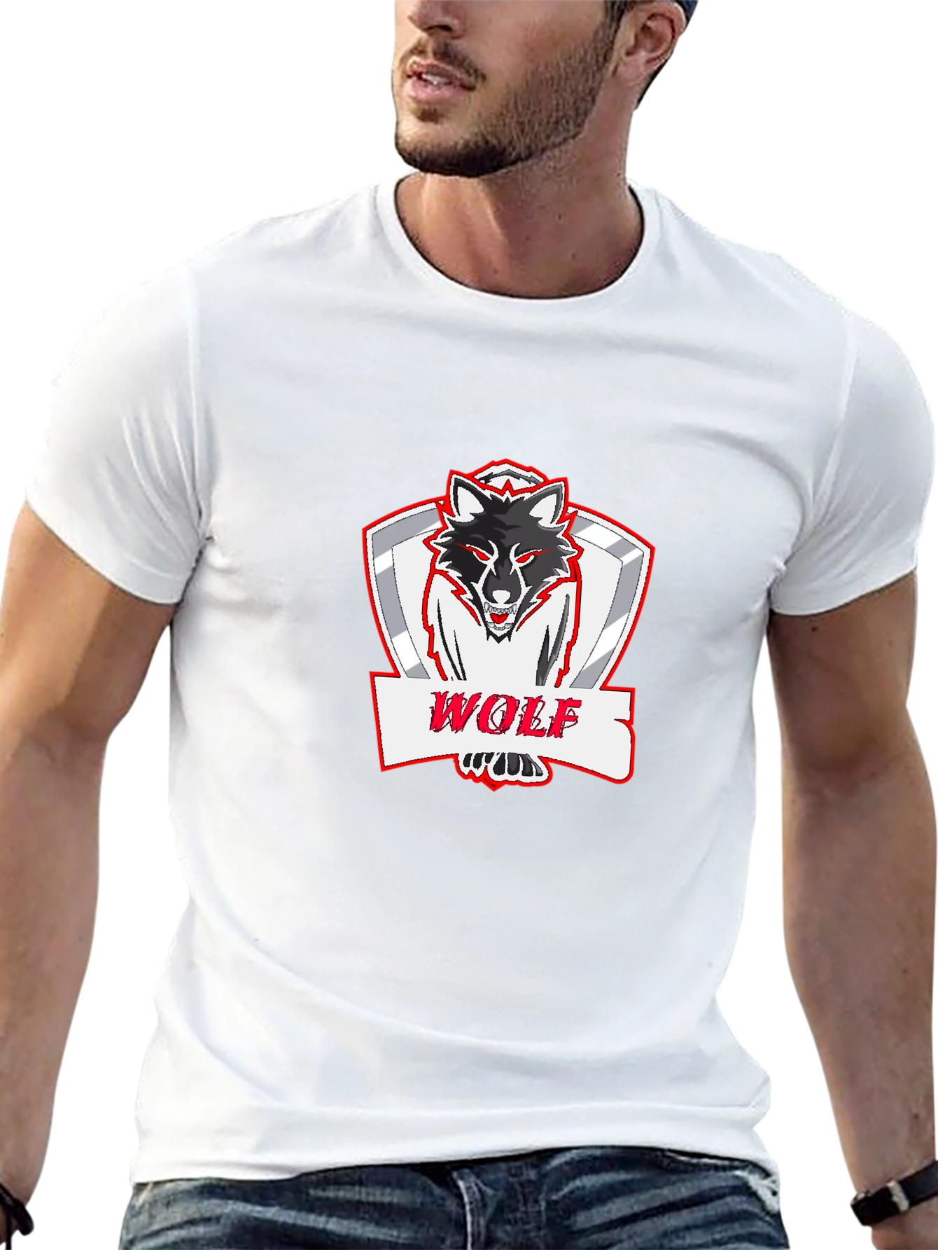 Bold Wolf Graphic Print Black T-Shirt