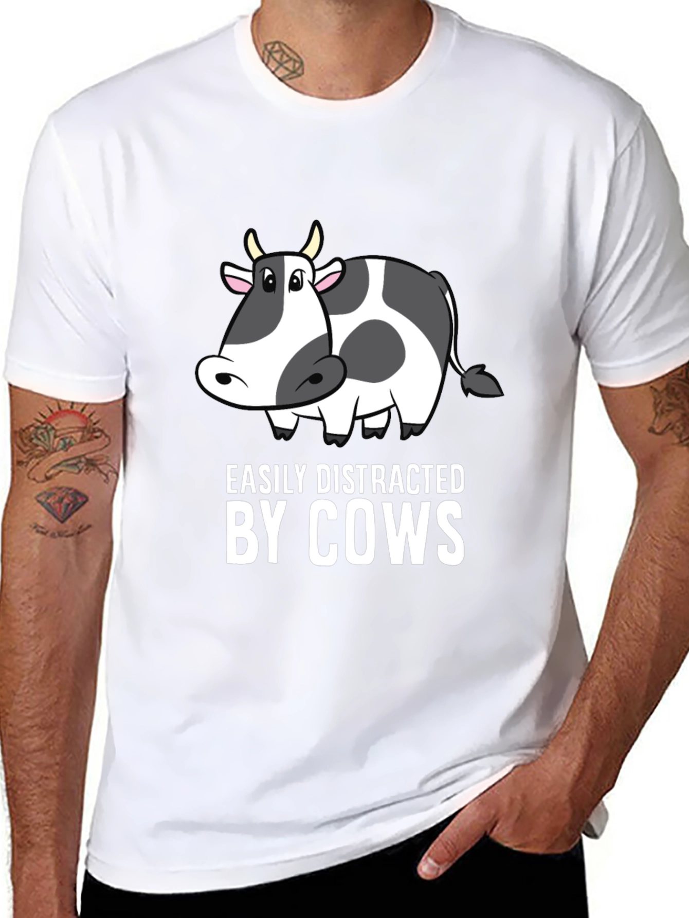 Easily Distracted by Cows Black T-Shirt