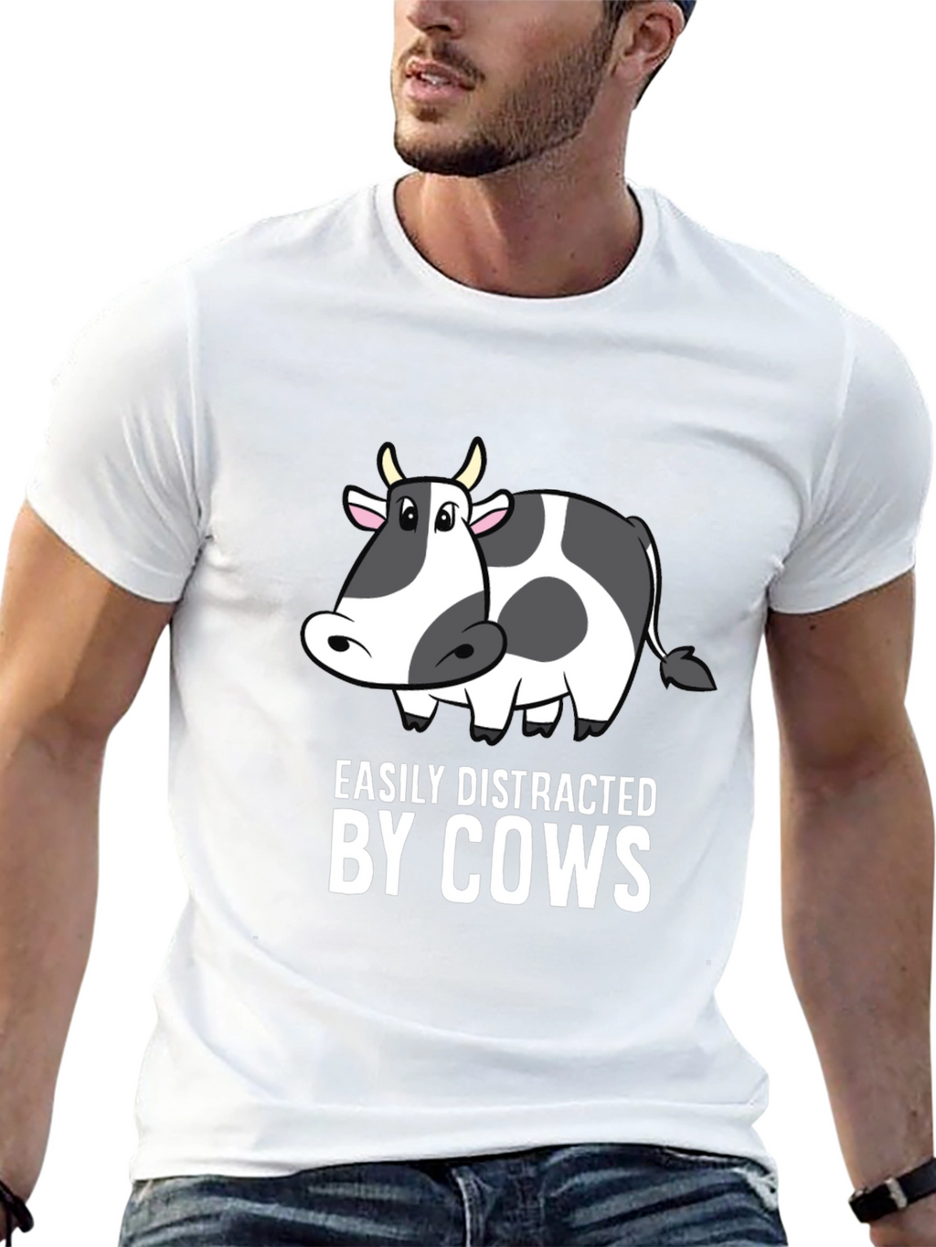 Easily Distracted by Cows Black T-Shirt
