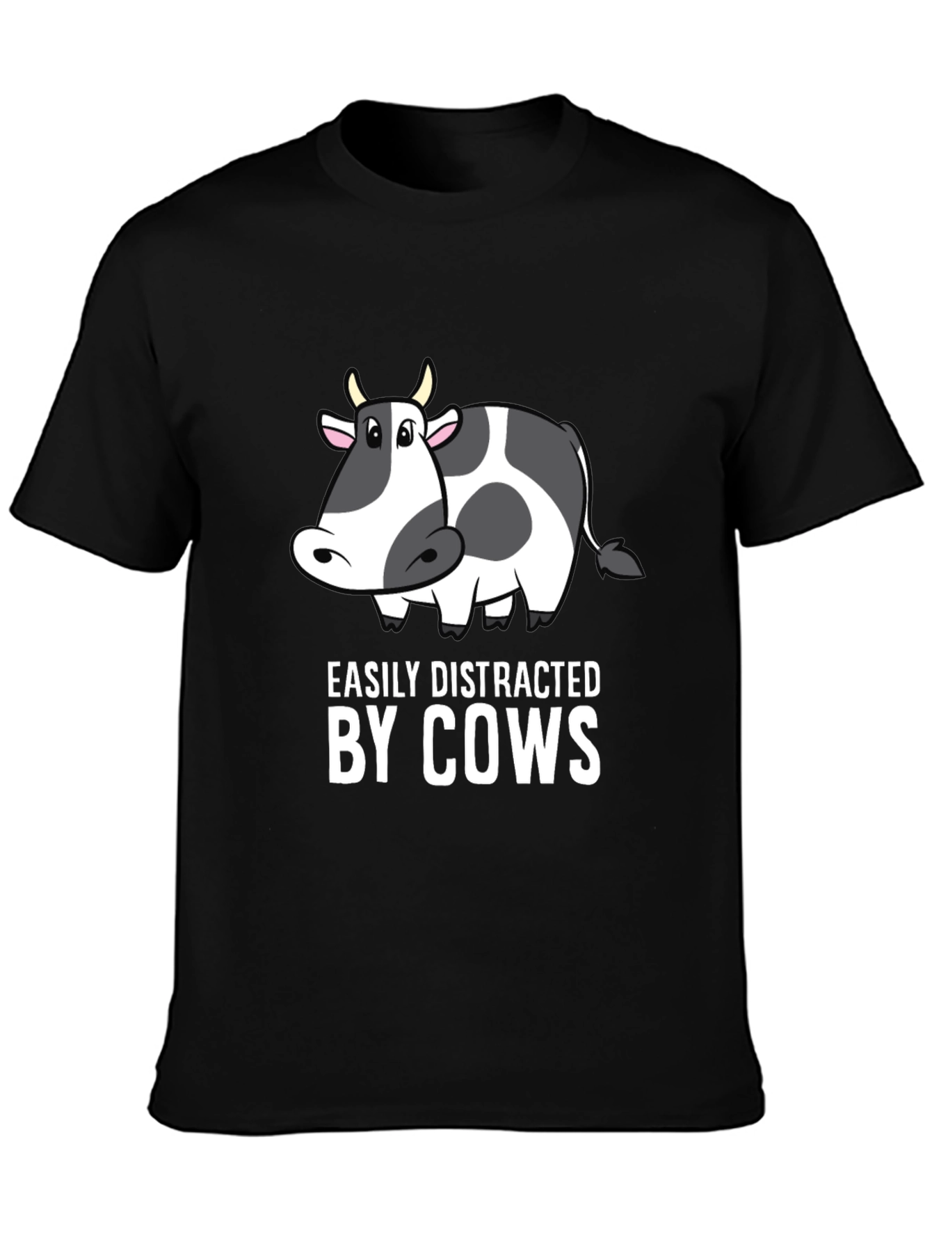 Easily Distracted by Cows Black T-Shirt