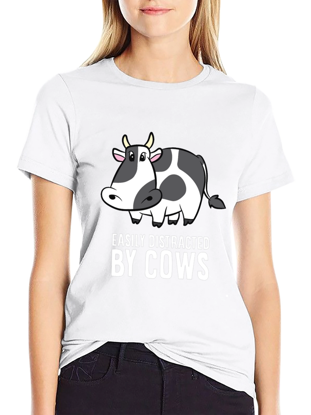 Easily Distracted by Cows Black T-Shirt