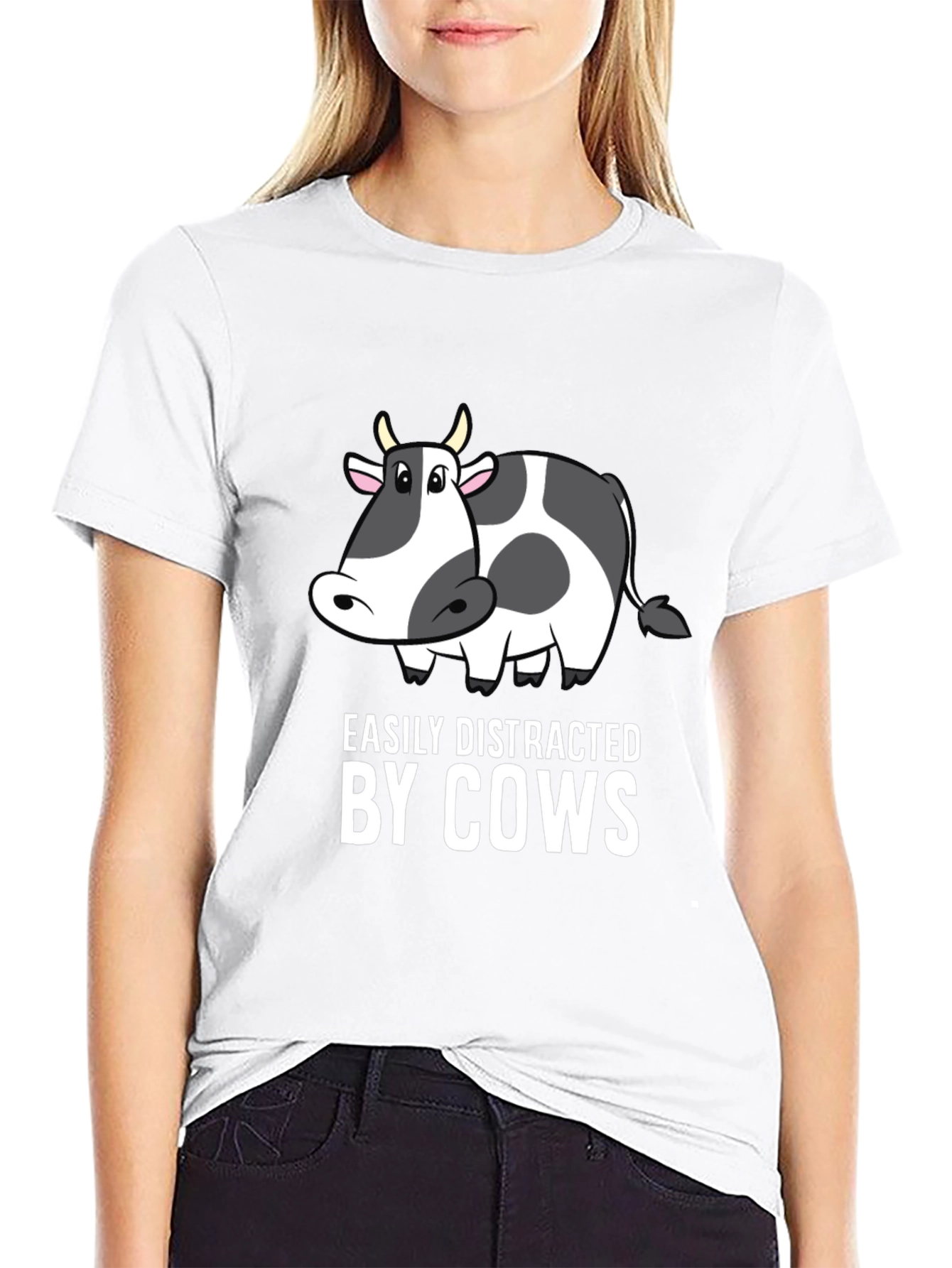 Easily Distracted by Cows Black T-Shirt