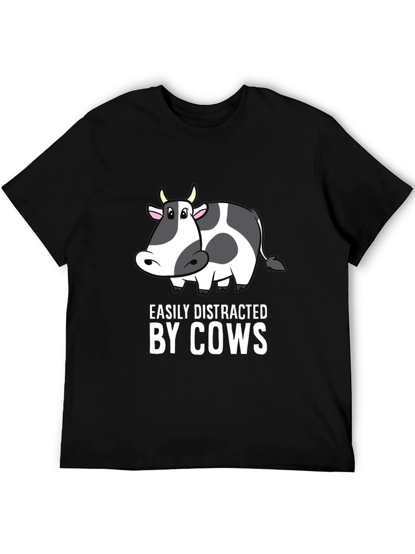 Easily Distracted by Cows Black T-Shirt
