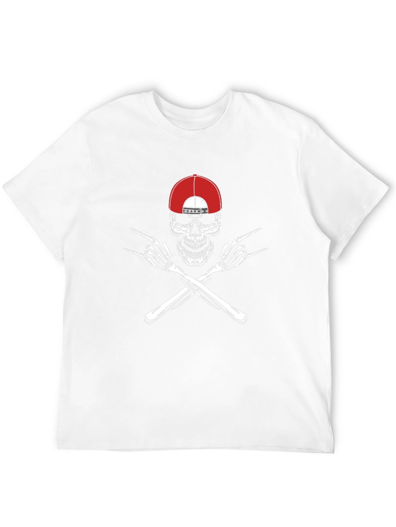 Skull with Hat & Rock On Hands Graphic Tee