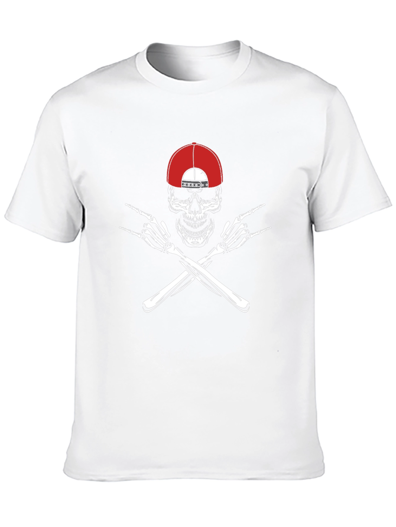 Skull with Hat & Rock On Hands Graphic Tee