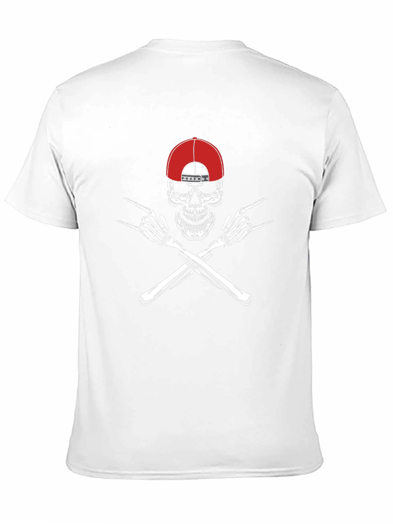 Skull with Hat & Rock On Hands Graphic Tee