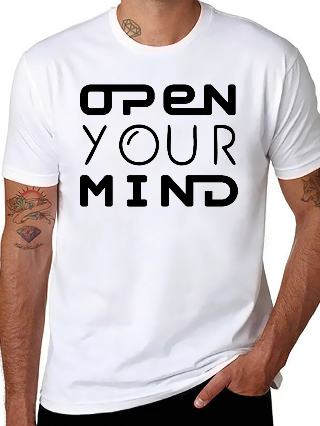 Open Your Mind Black Graphic Tee - Unisex Design
