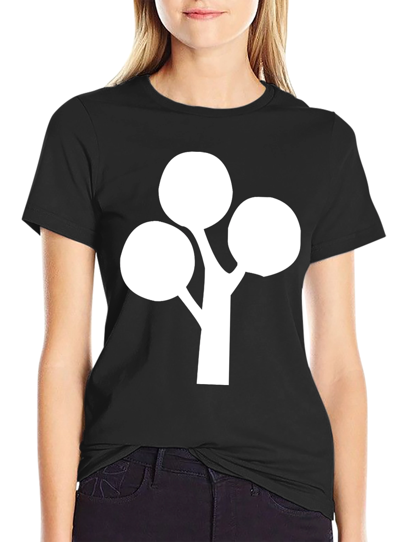 Minimalist Tree Graphic Tee - Black Cotton Blend
