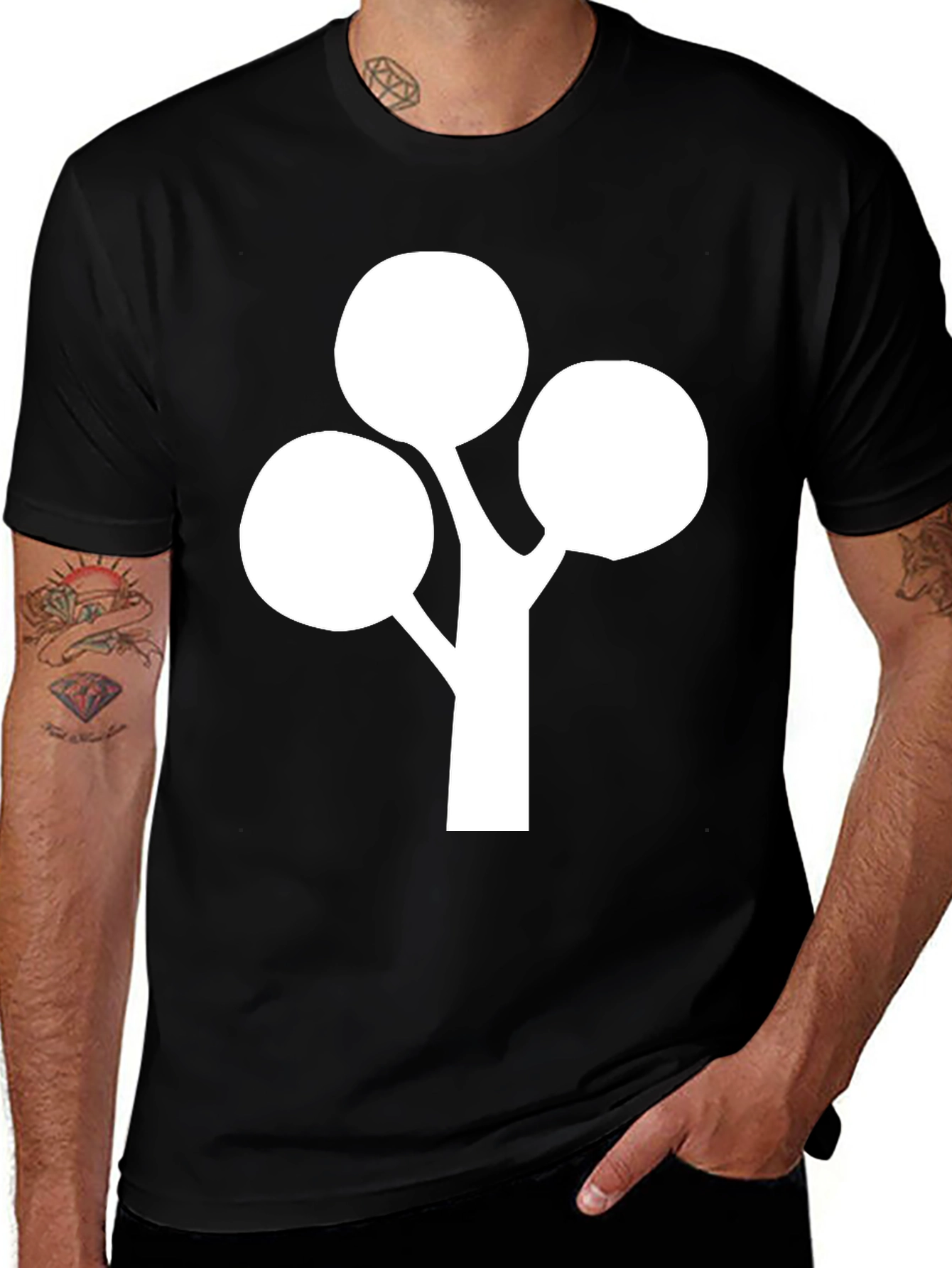 Minimalist Tree Graphic Tee - Black Cotton Blend