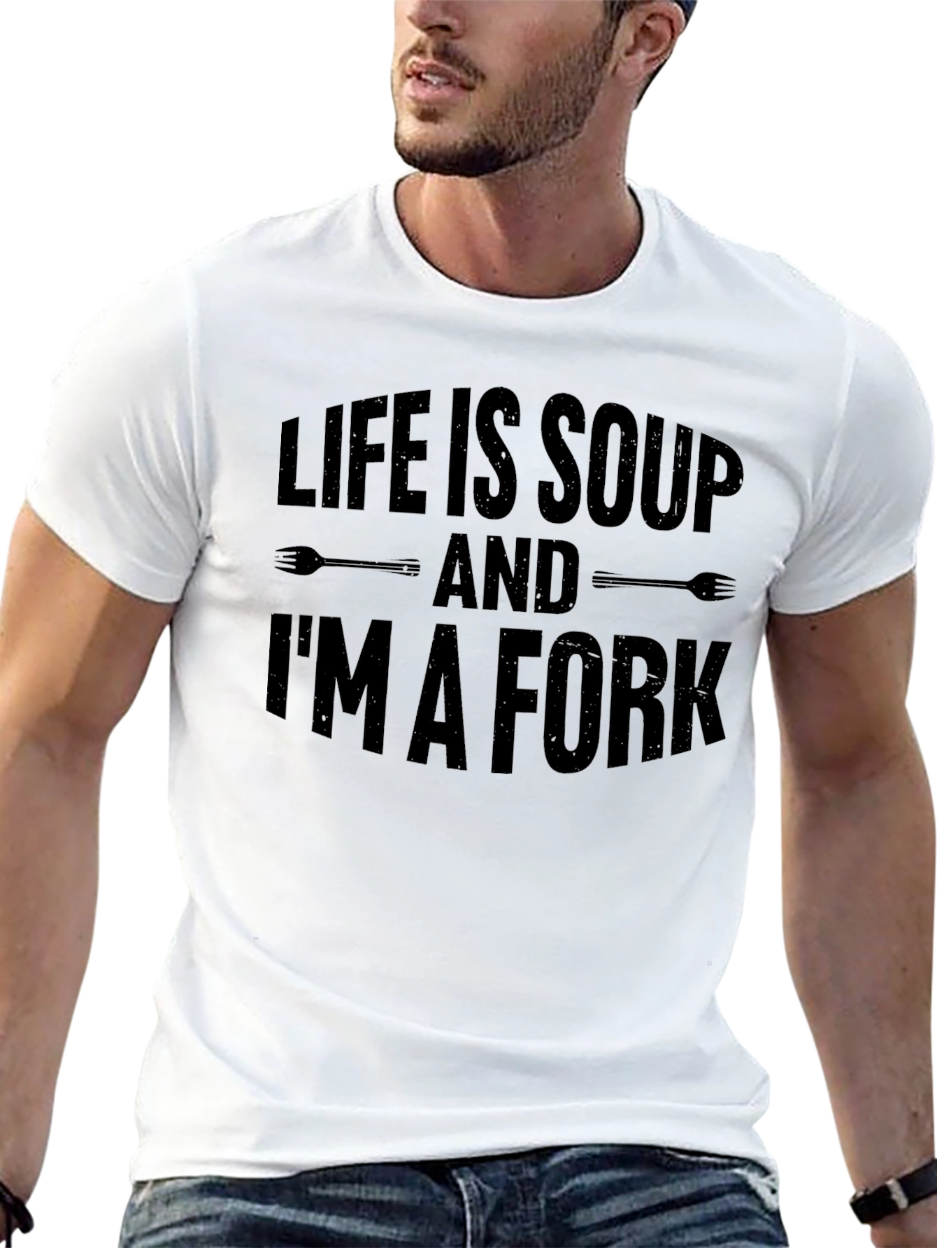 Life Is Soup Im A Fork Black Graphic Tee