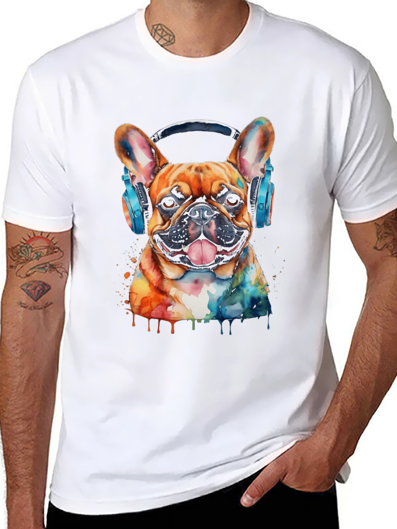 Dog with Headphones Graphic Tee - Cool & Trendy