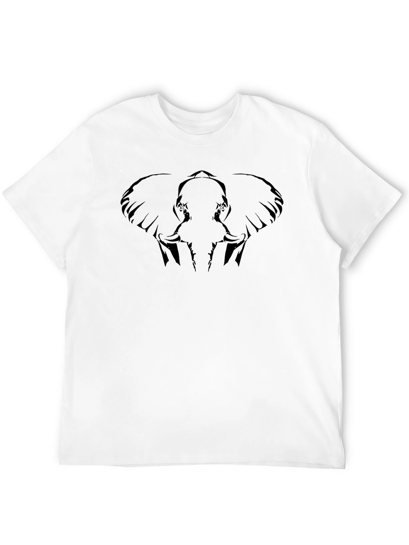 Elephant Graphic Tee - Black Cotton Crewneck T-Shirt