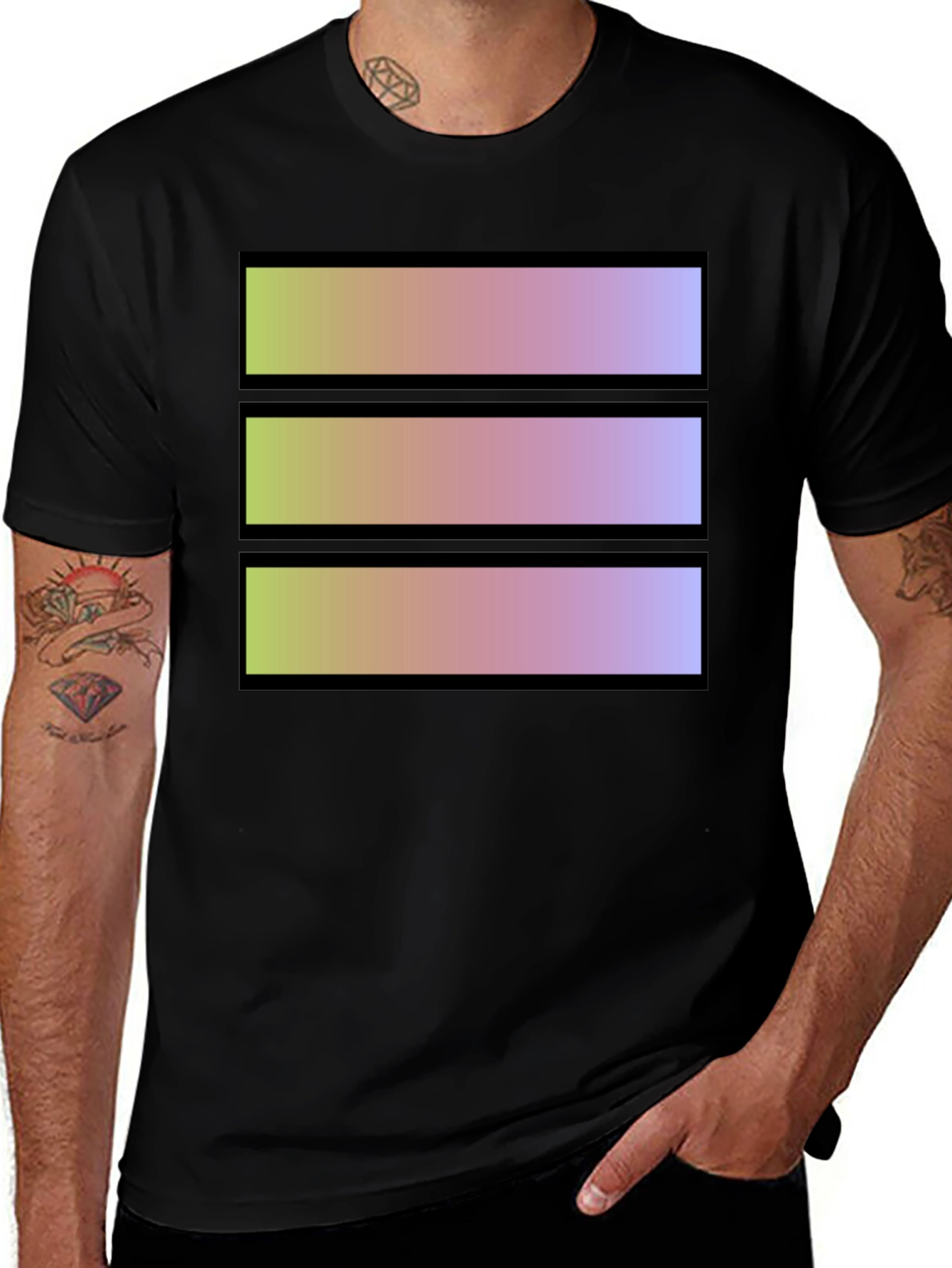 Gradient Stripe Graphic Tee - Stylish Casual Wear
