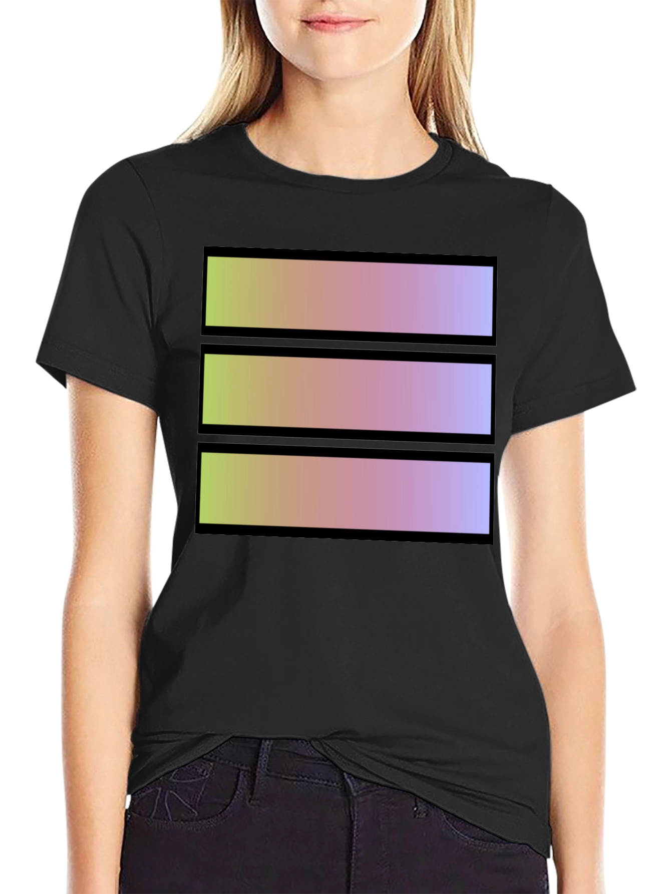 Gradient Stripe Graphic Tee - Stylish Casual Wear
