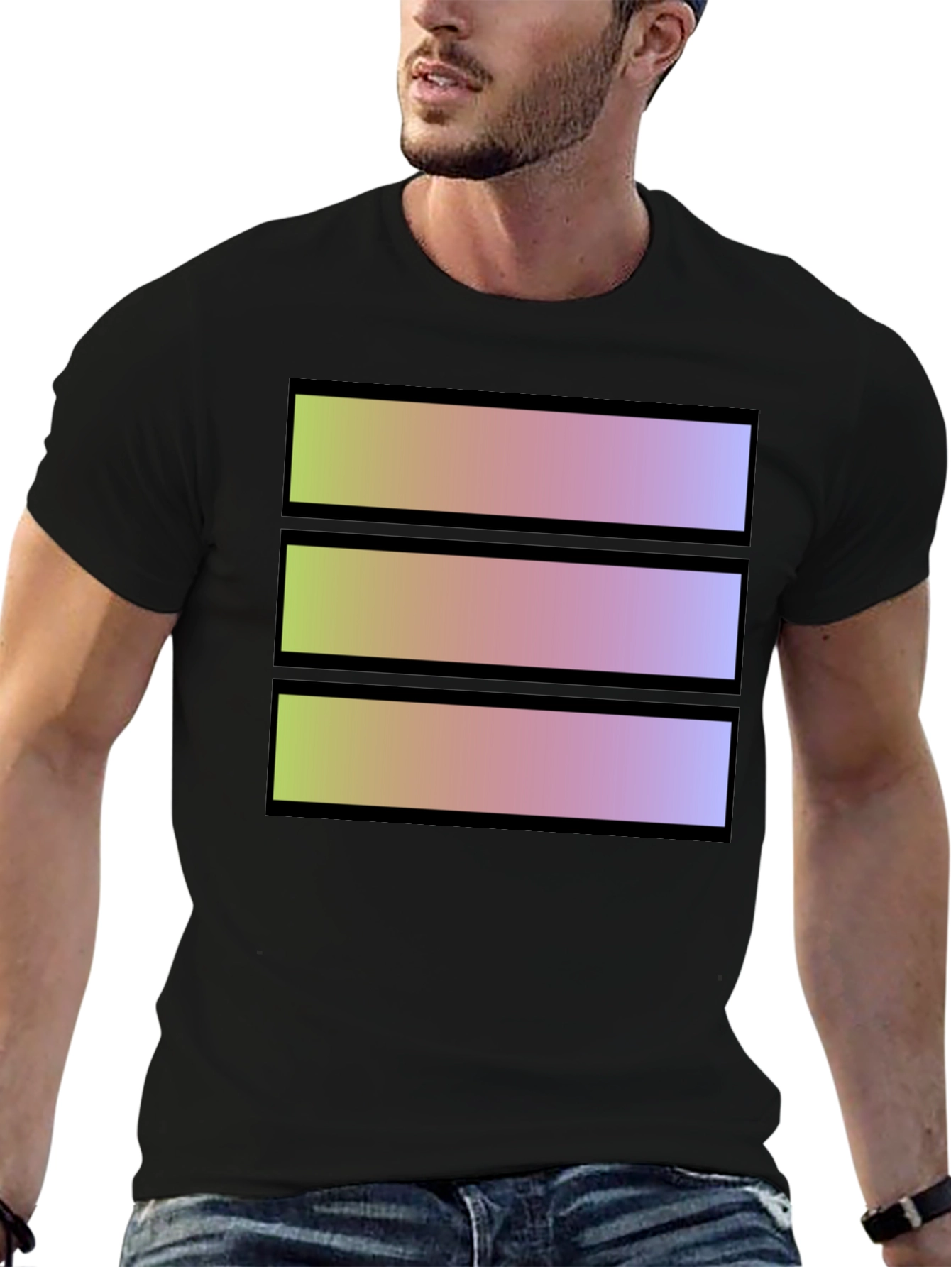 Gradient Stripe Graphic Tee - Stylish Casual Wear
