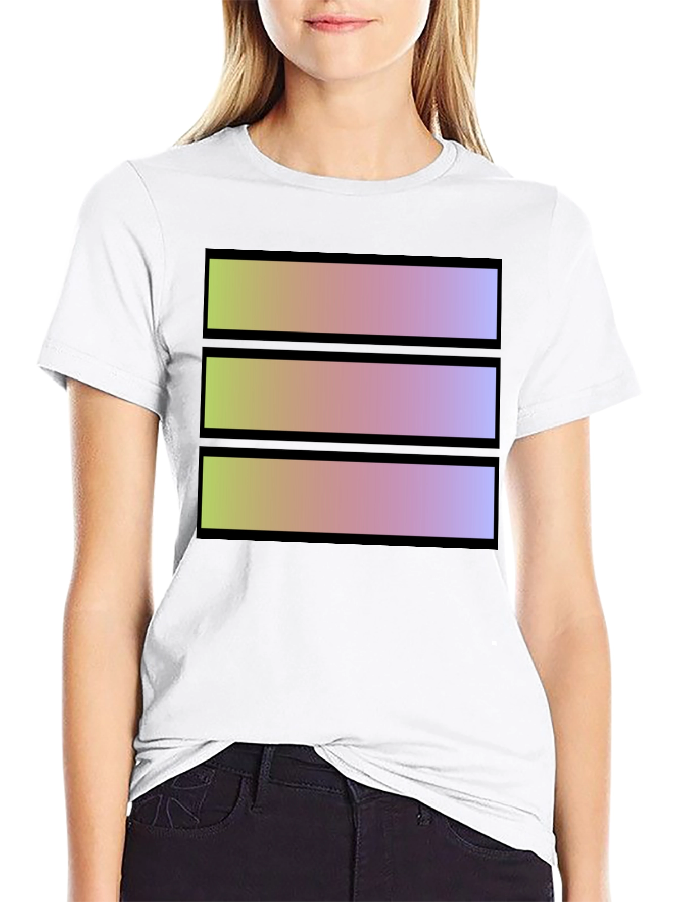 Gradient Stripe Graphic Tee - Stylish Casual Wear