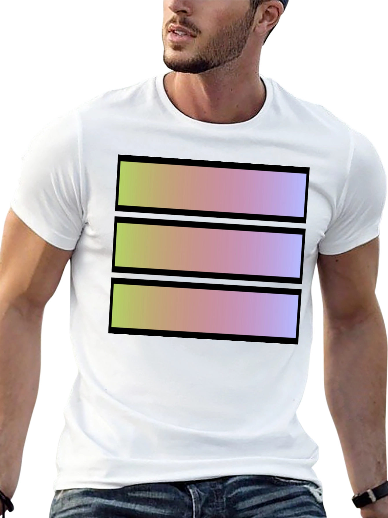 Gradient Stripe Graphic Tee - Stylish Casual Wear