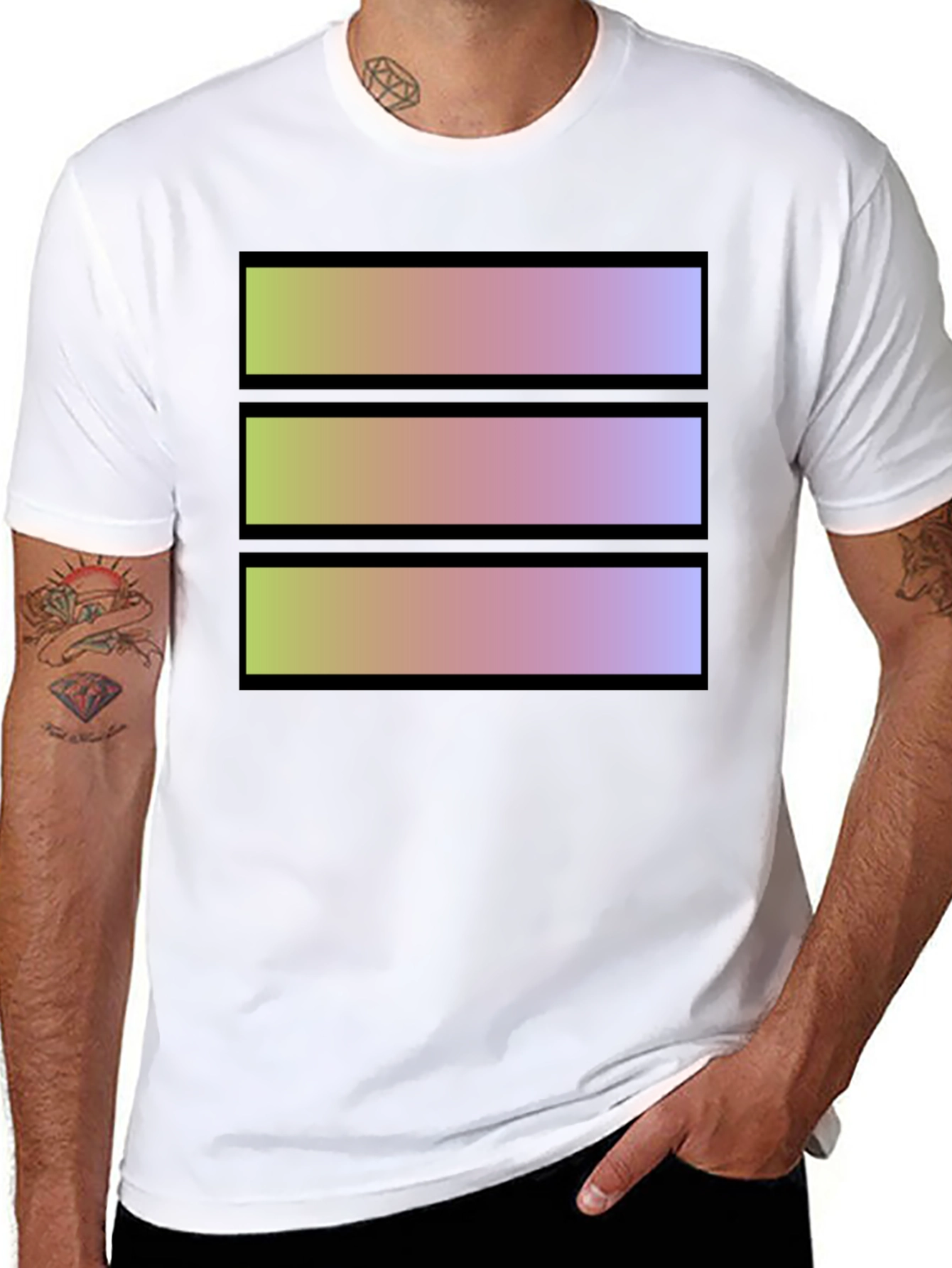 Gradient Stripe Graphic Tee - Stylish Casual Wear