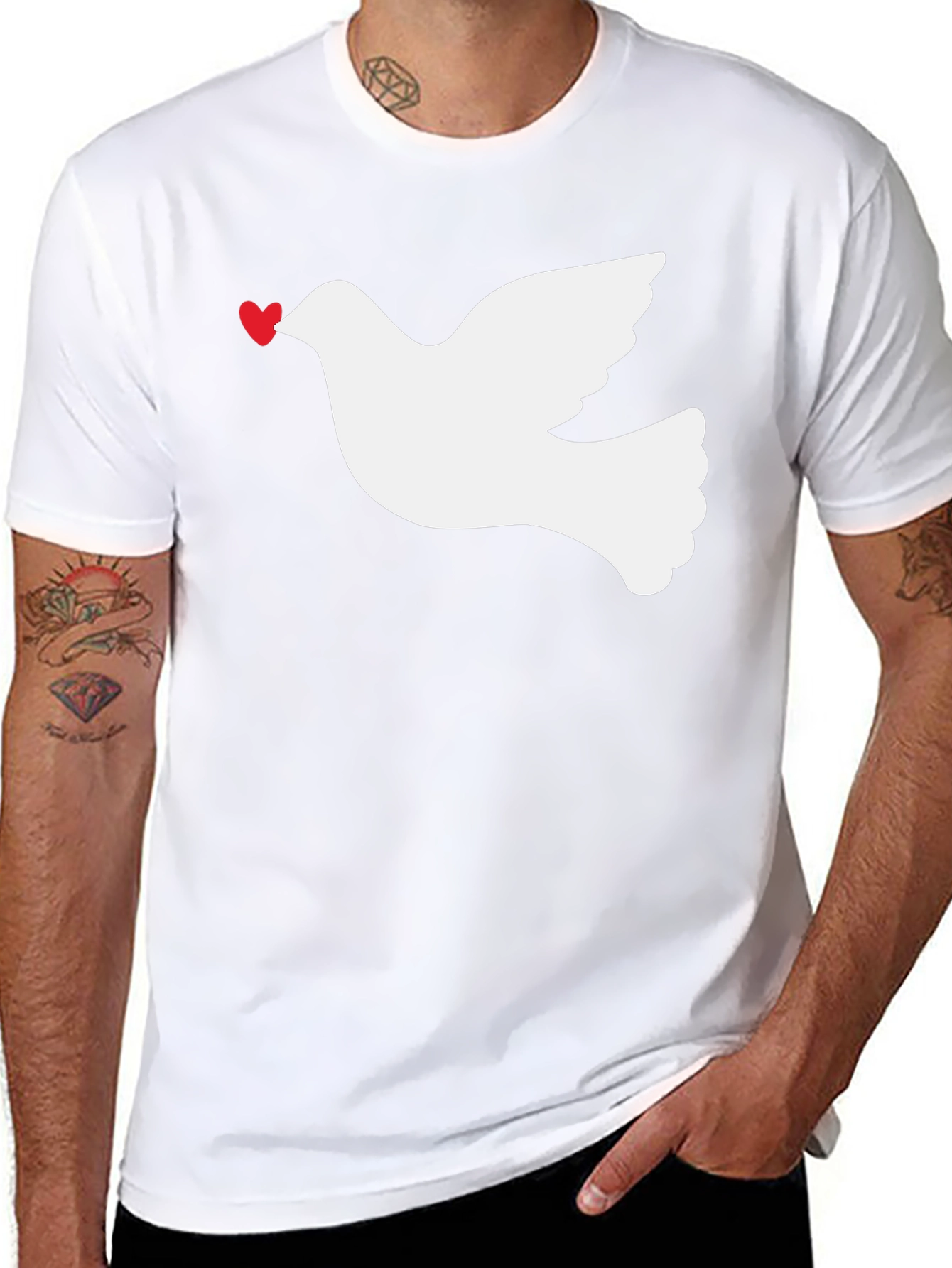 Dove Heart Graphic Tee - Black