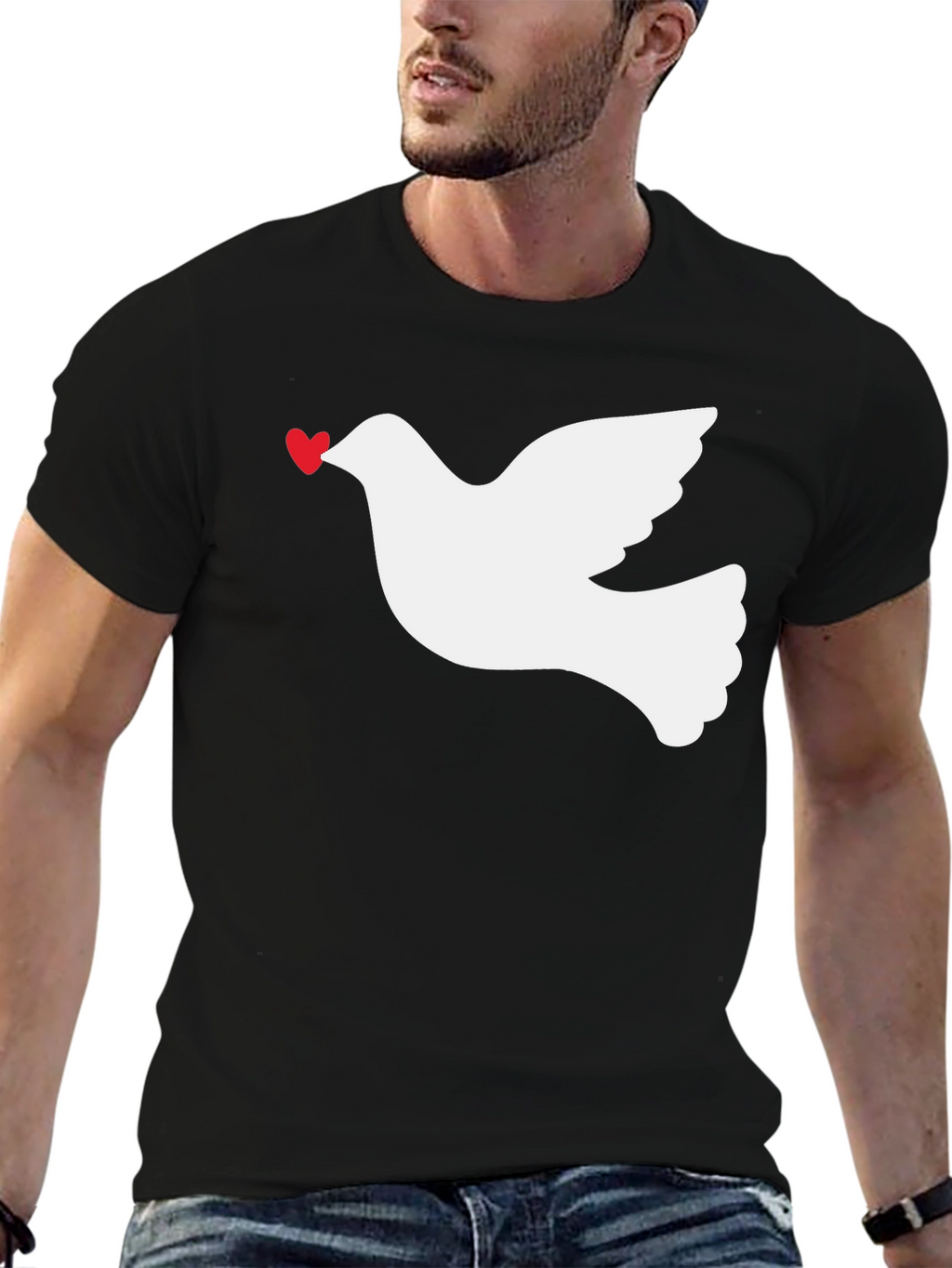 Dove Heart Graphic Tee - Black
