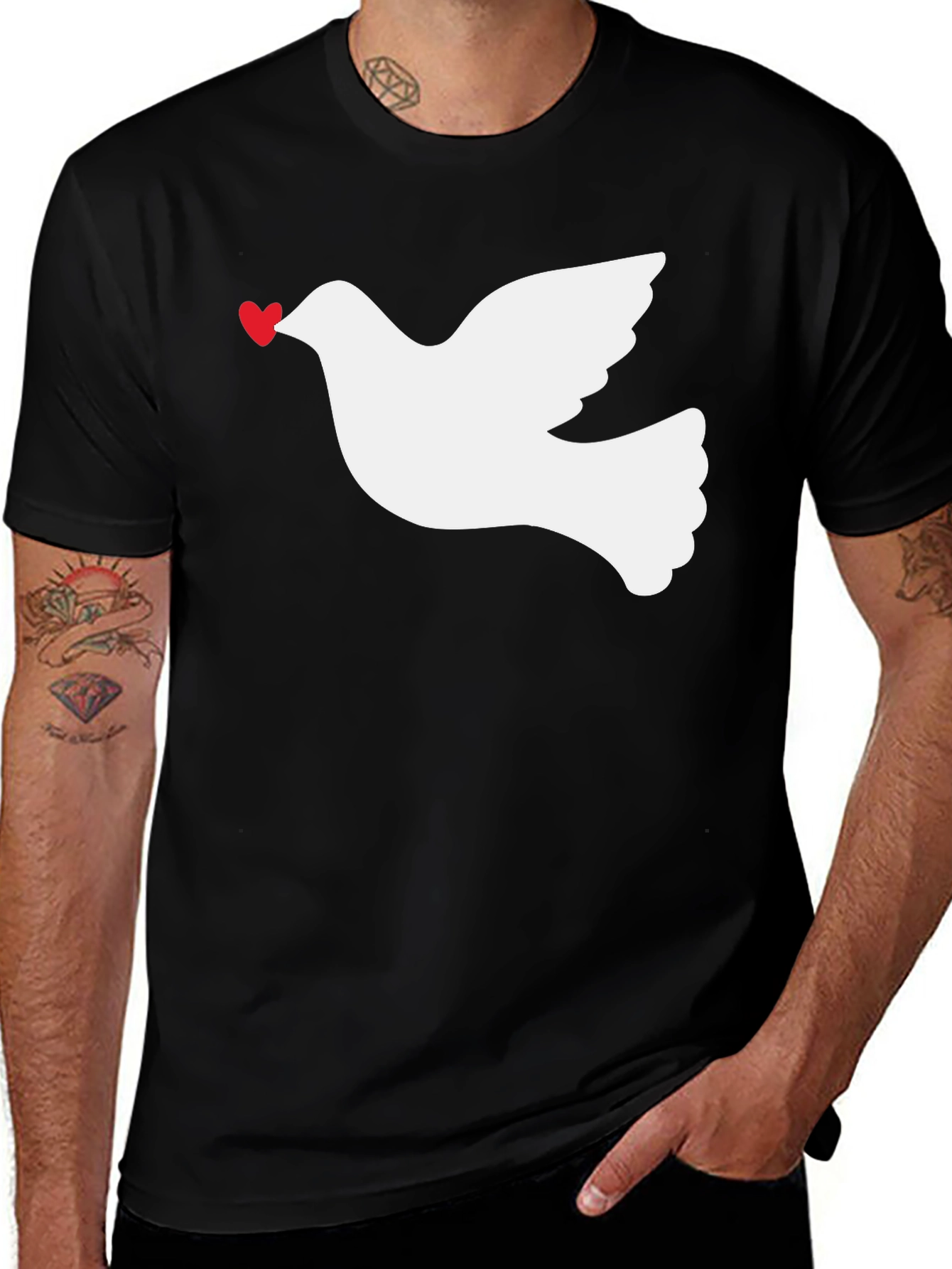 Dove Heart Graphic Tee - Black