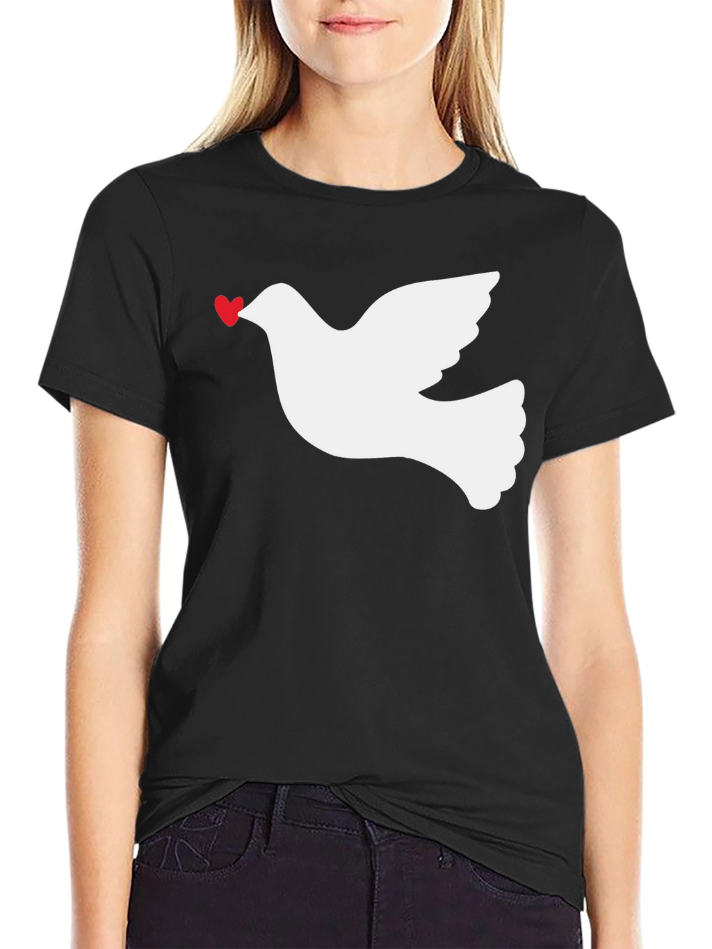 Dove Heart Graphic Tee - Black