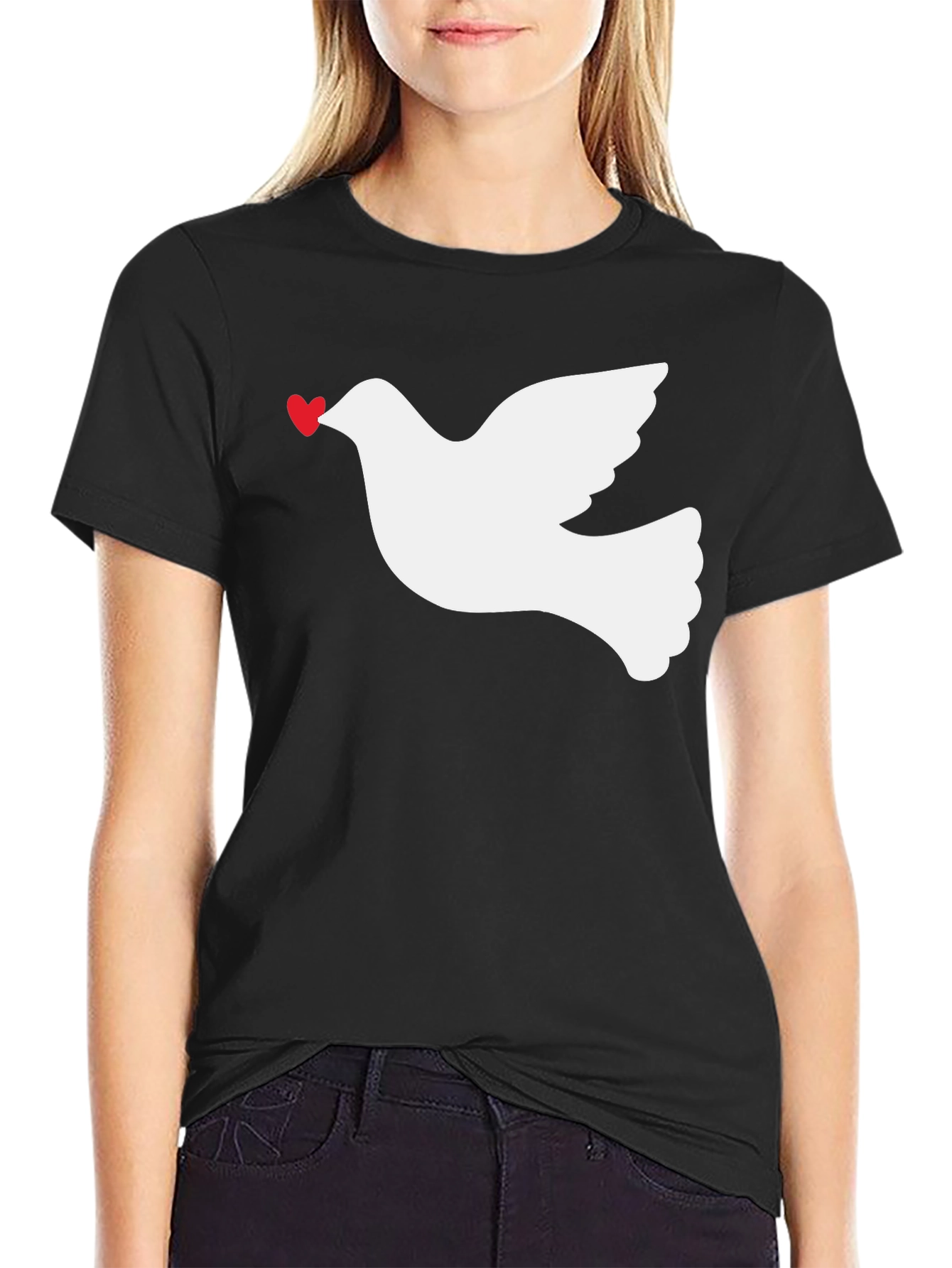 Dove Heart Graphic Tee - Black