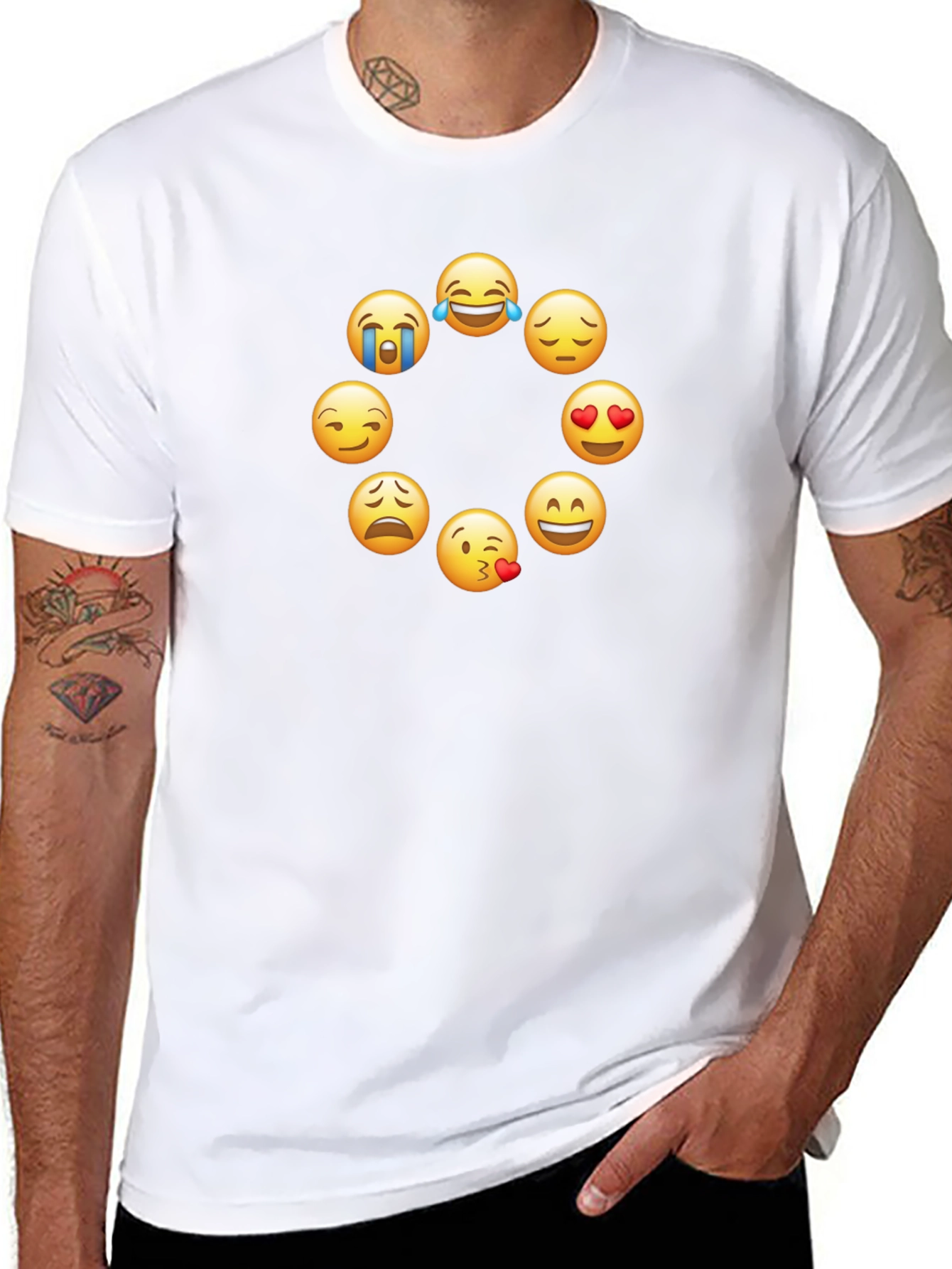 Emoji Circle Graphic Tee - Trendy Black T-Shirt
