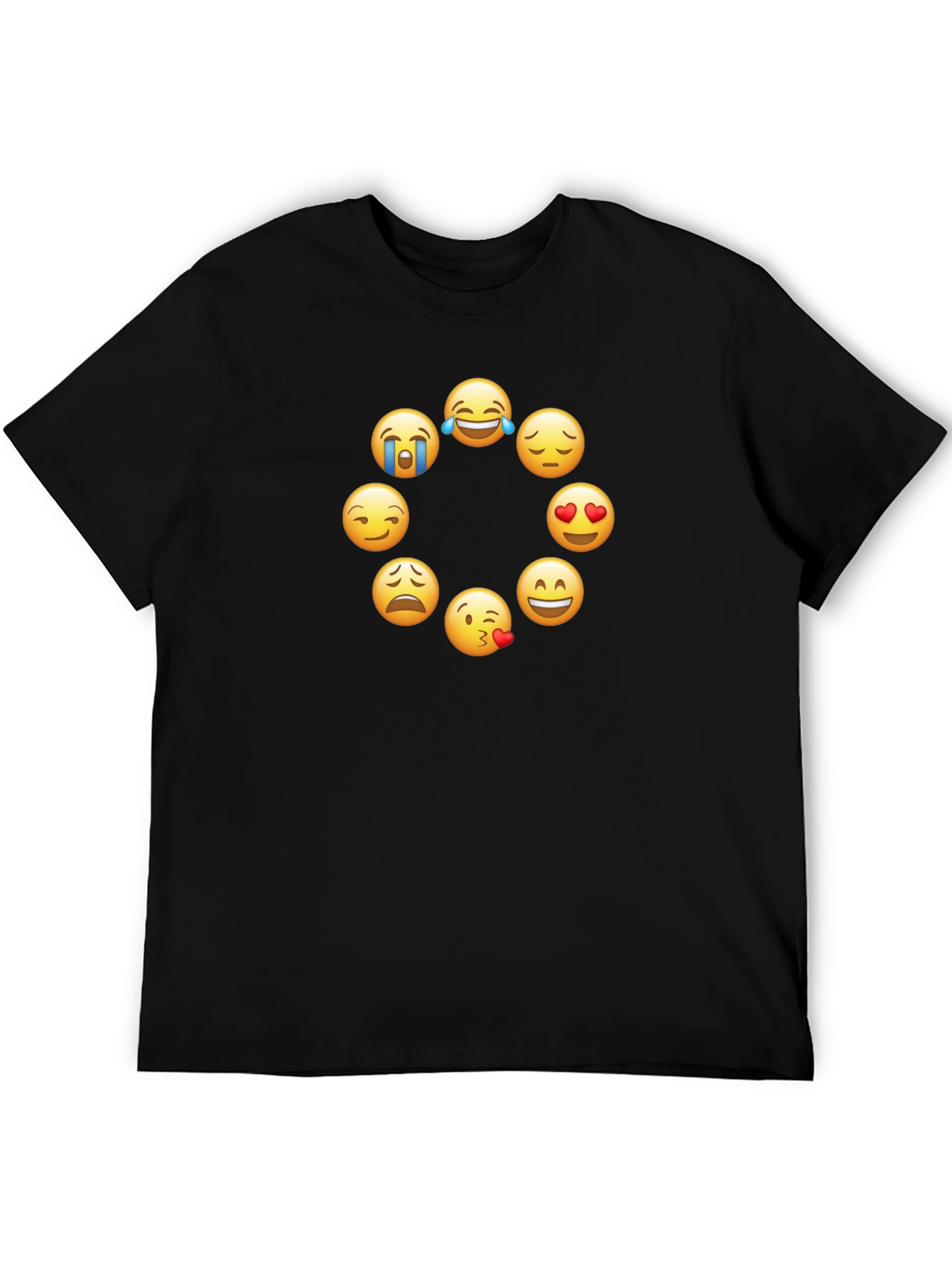 Emoji Circle Graphic Tee - Trendy Black T-Shirt