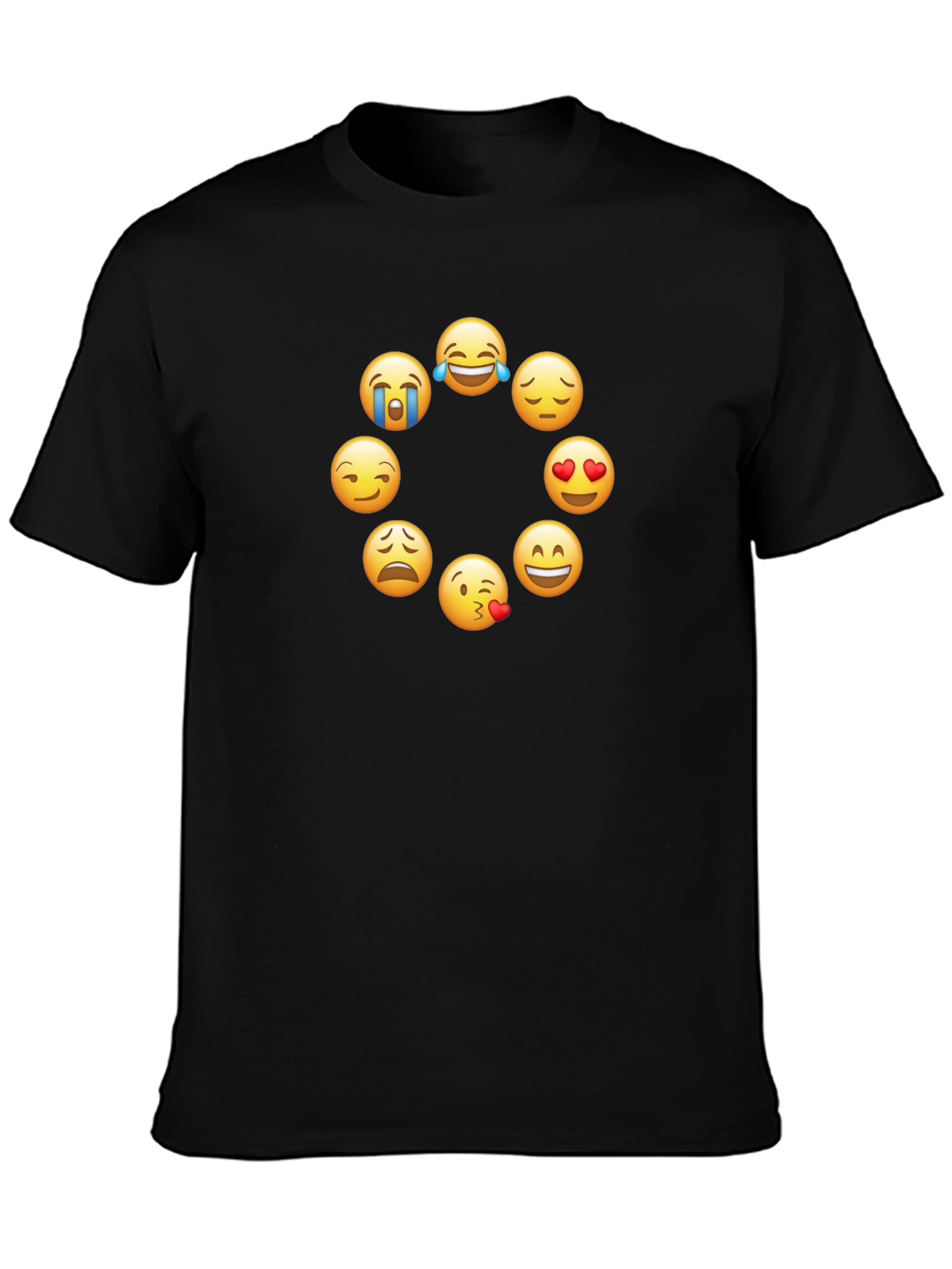 Emoji Circle Graphic Tee - Trendy Black T-Shirt