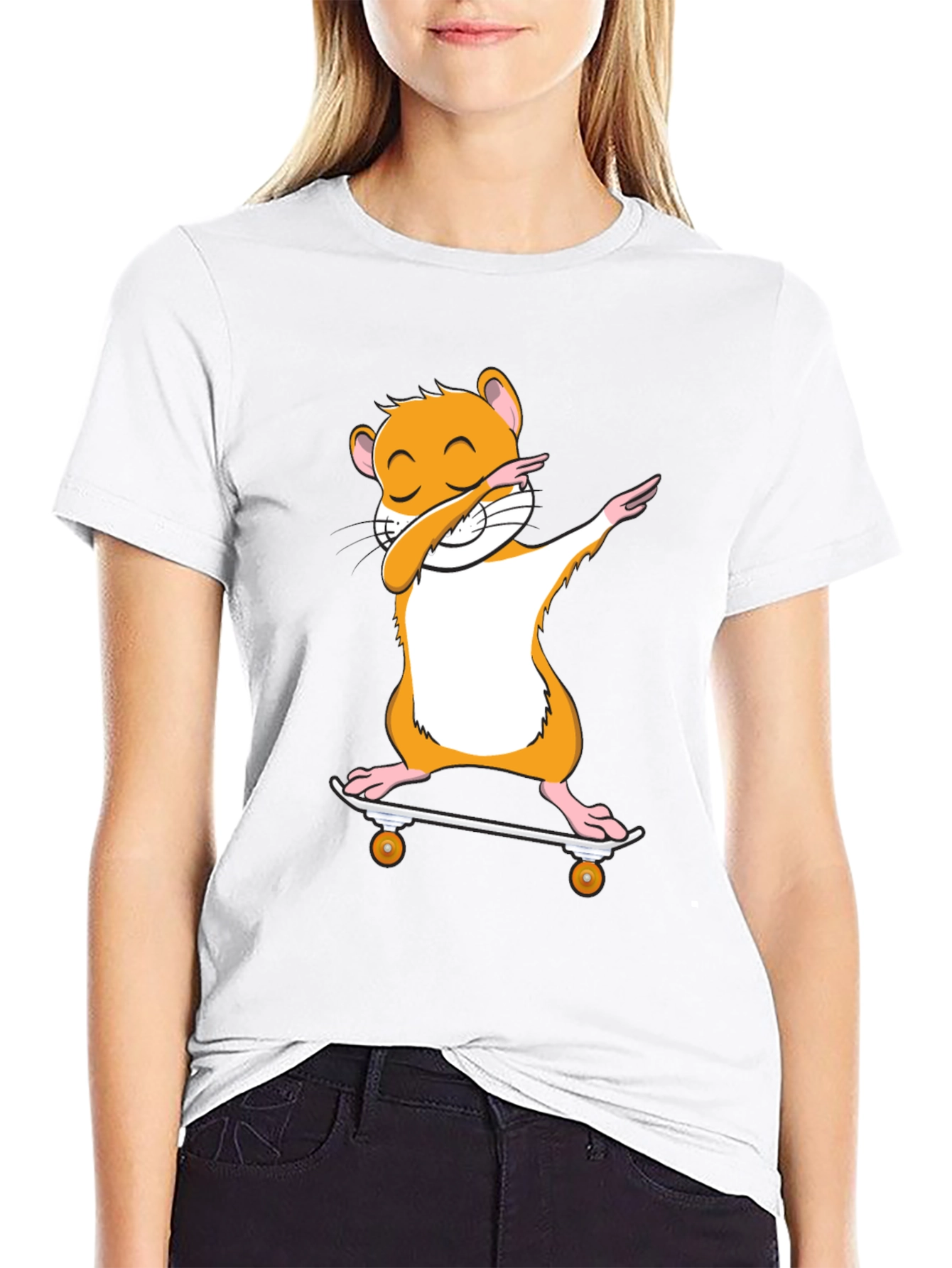 Dabbing Hamster Skateboard T-Shirt - Cool Graphic Tee