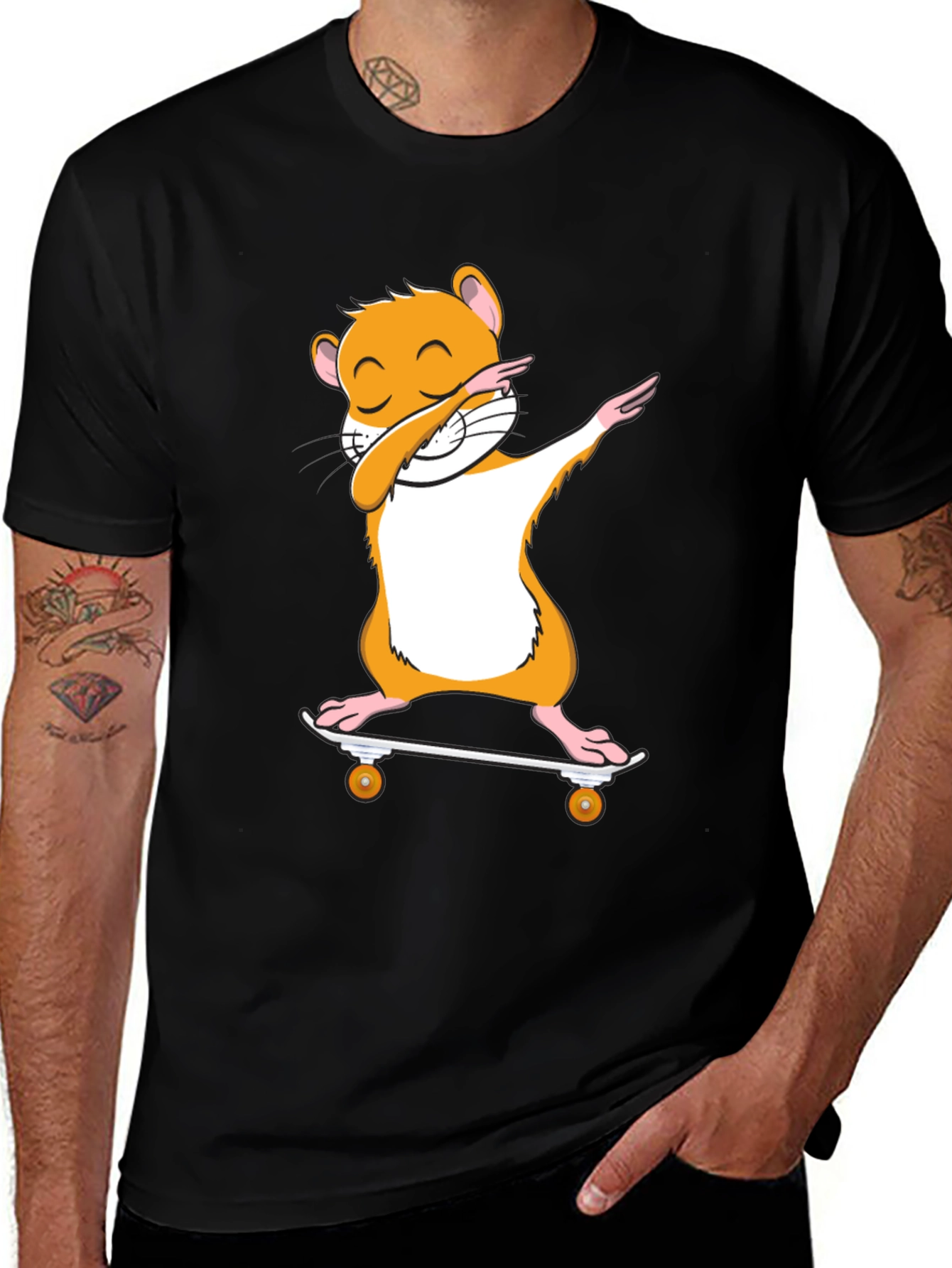 Dabbing Hamster Skateboard T-Shirt - Cool Graphic Tee