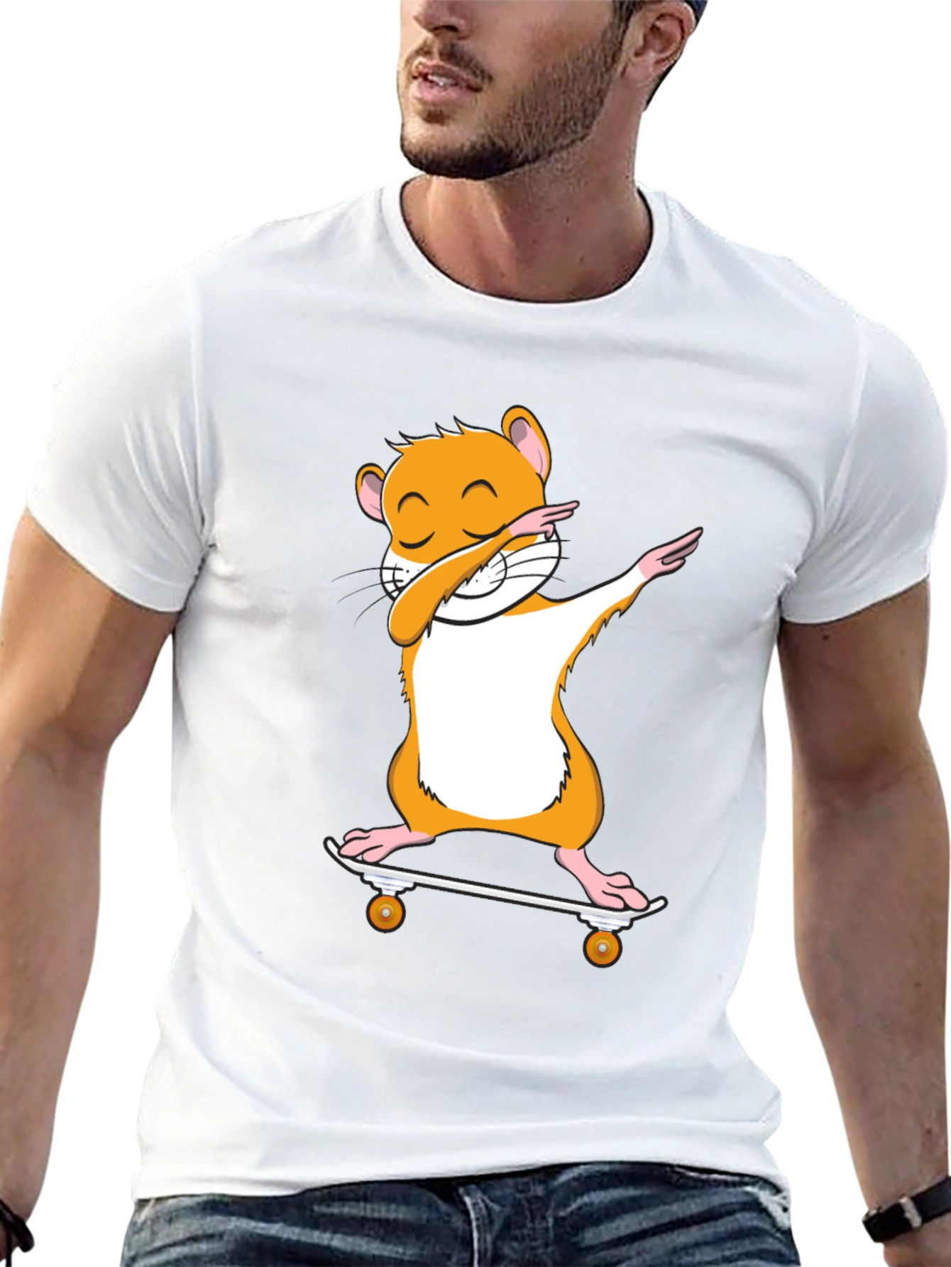 Dabbing Hamster Skateboard T-Shirt - Cool Graphic Tee