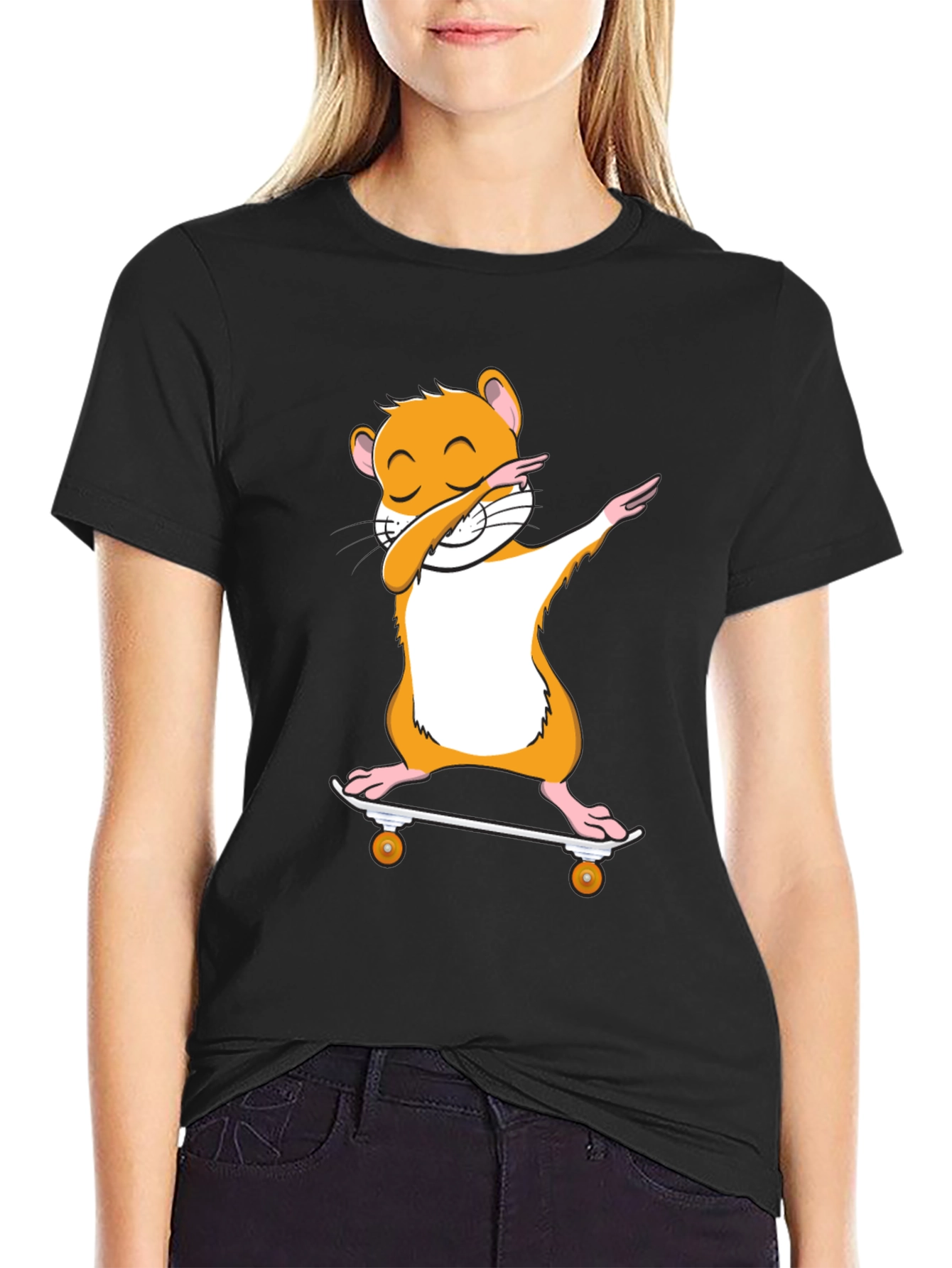 Dabbing Hamster Skateboard T-Shirt - Cool Graphic Tee