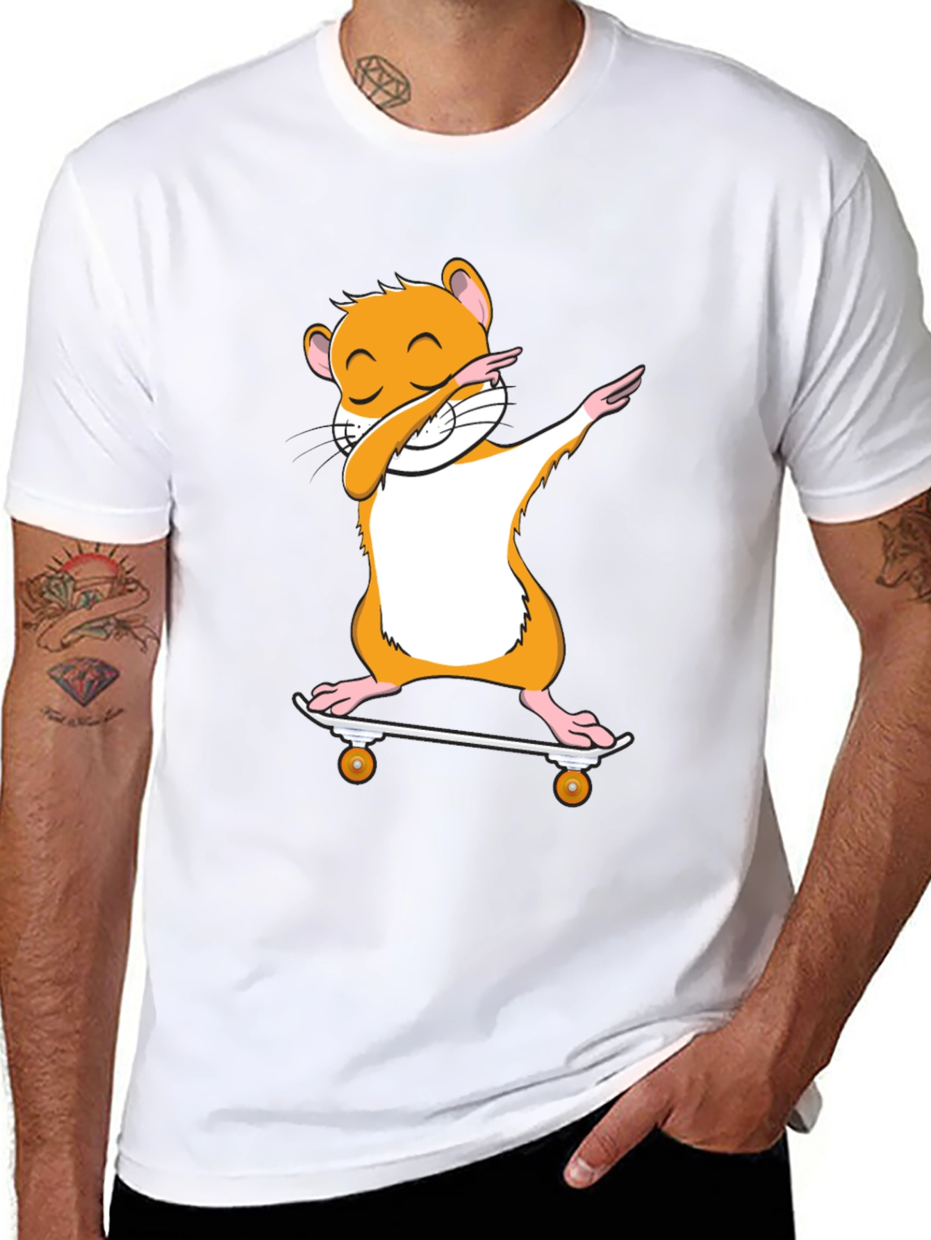 Dabbing Hamster Skateboard T-Shirt - Cool Graphic Tee