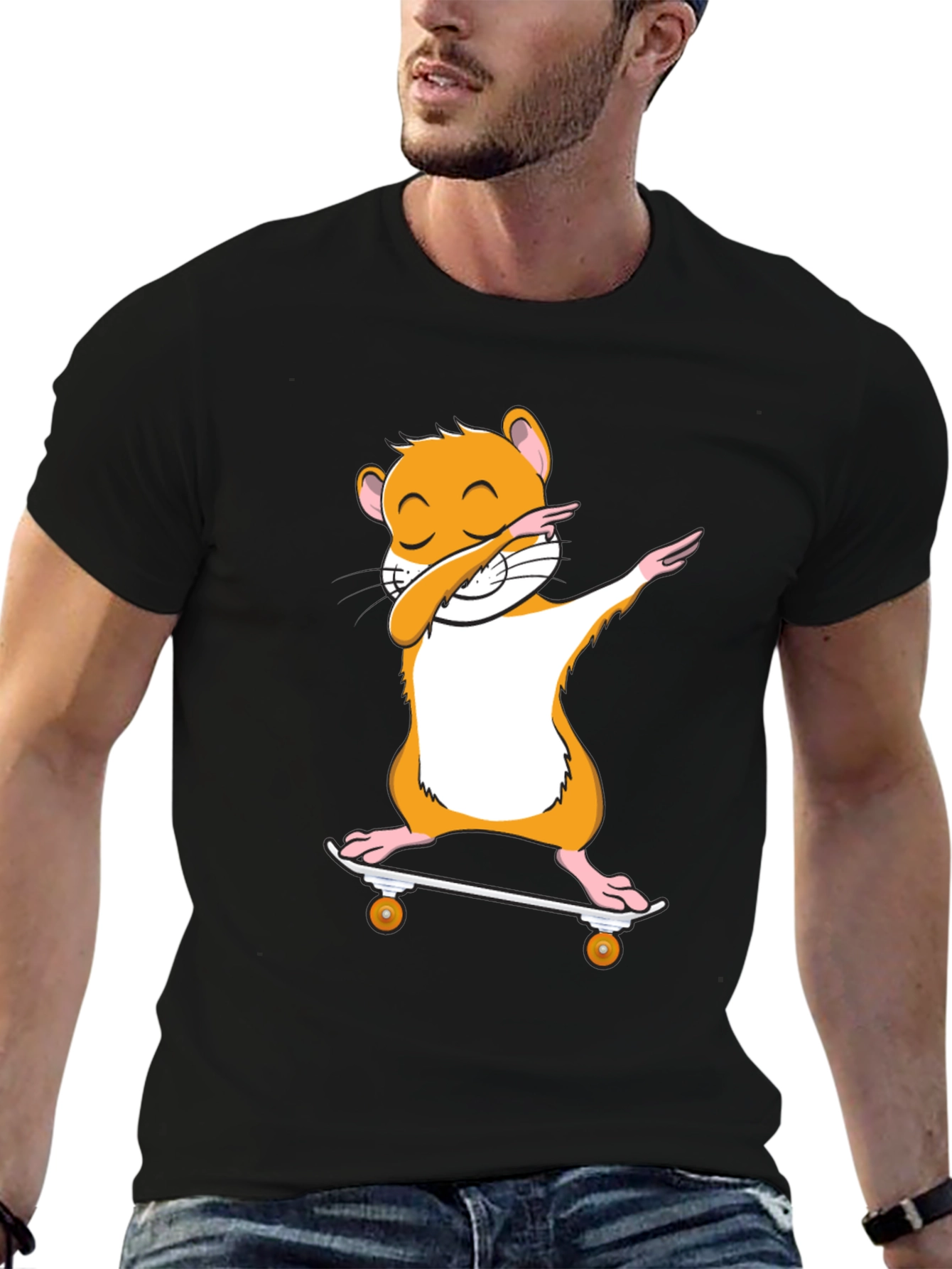 Dabbing Hamster Skateboard T-Shirt - Cool Graphic Tee