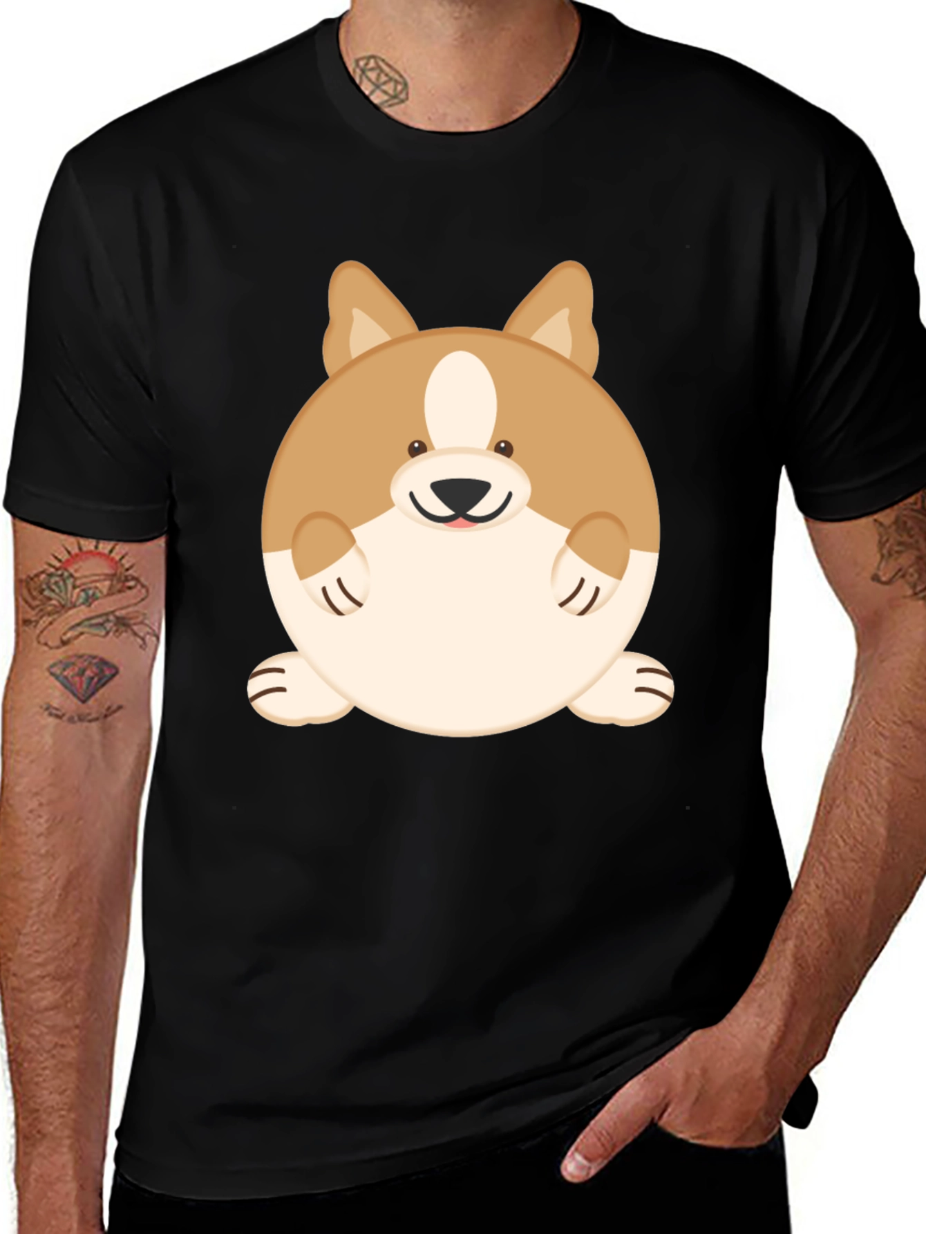 Cute Corgi Graphic Tee - Round Corgi T-Shirt
