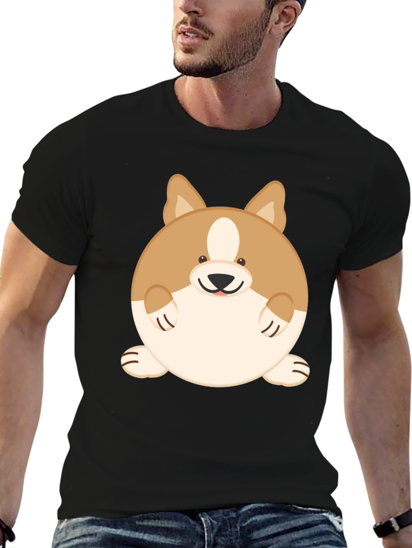 Cute Corgi Graphic Tee - Round Corgi T-Shirt