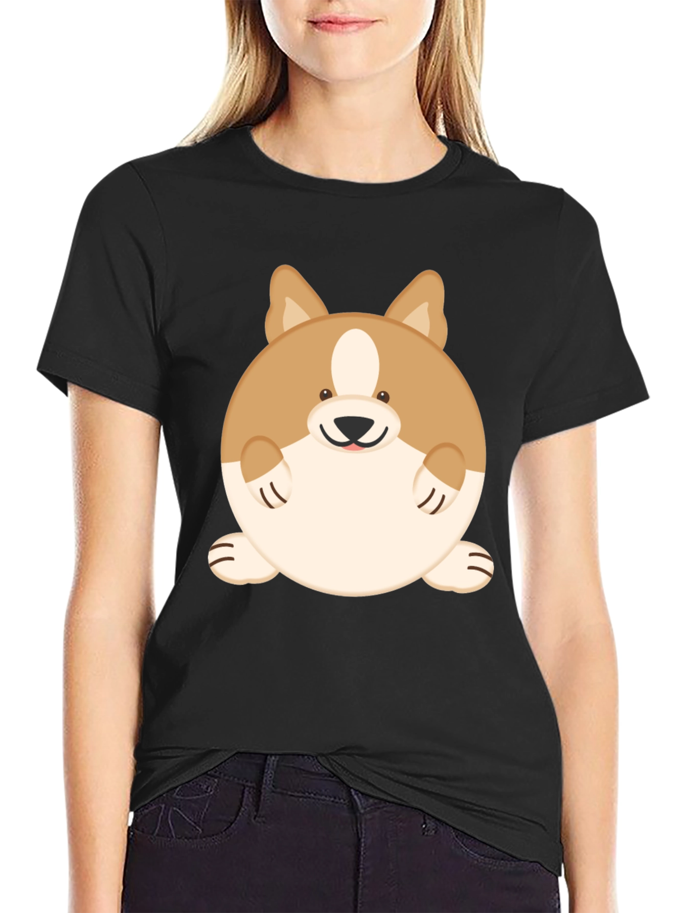Cute Corgi Graphic Tee - Round Corgi T-Shirt