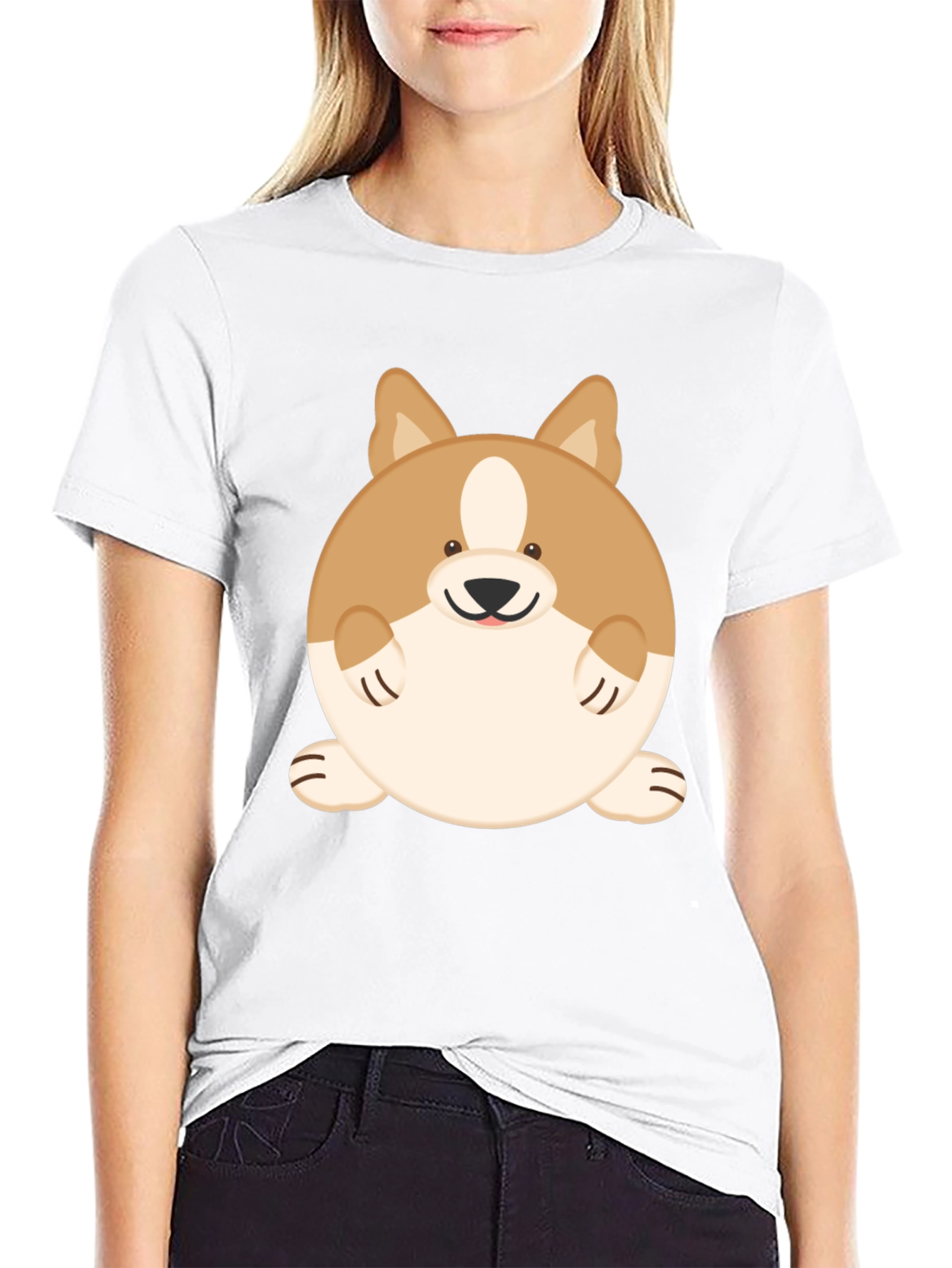 Cute Corgi Graphic Tee - Round Corgi T-Shirt