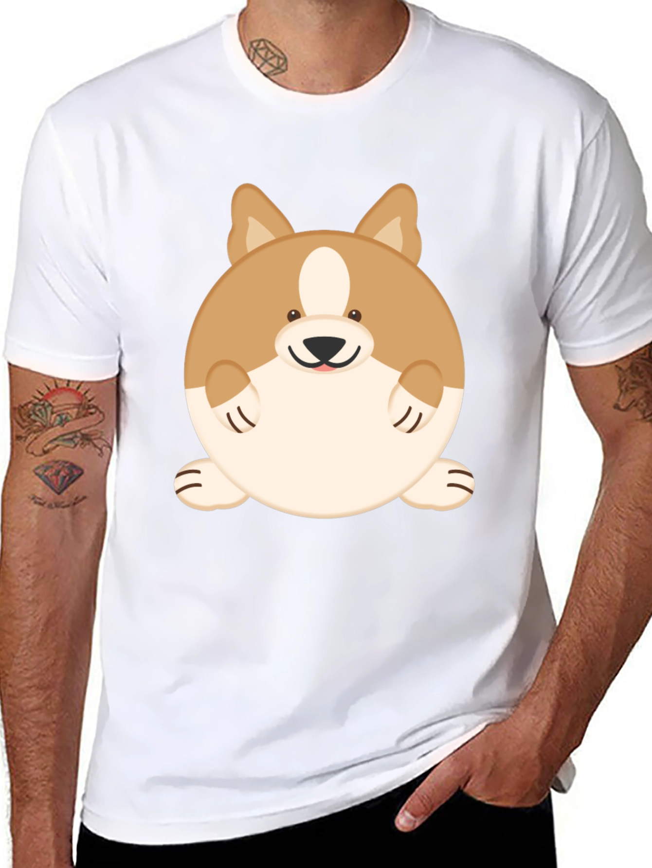 Cute Corgi Graphic Tee - Round Corgi T-Shirt