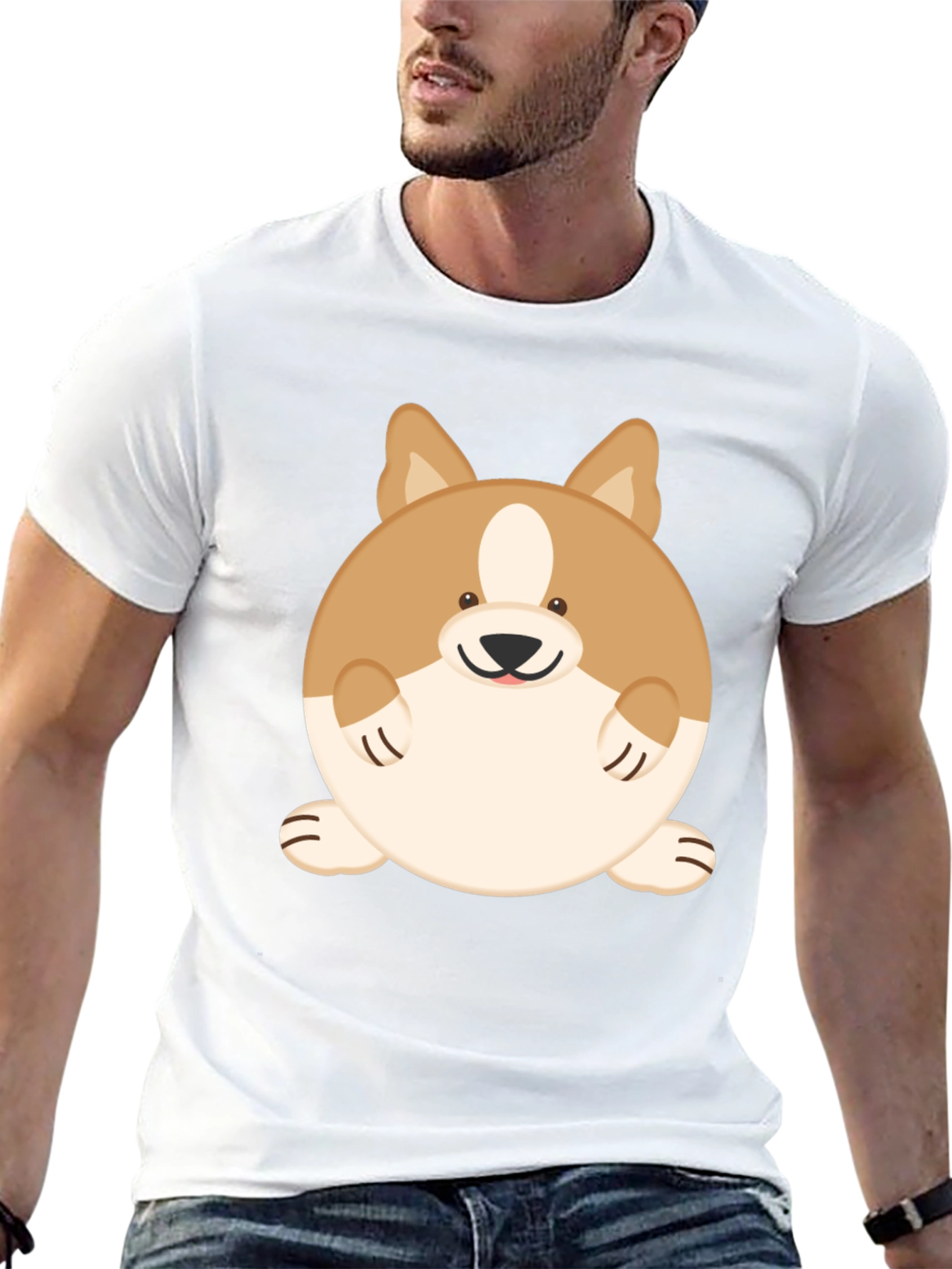 Cute Corgi Graphic Tee - Round Corgi T-Shirt