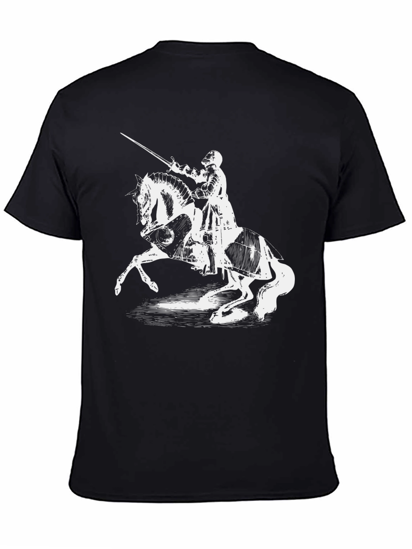 Knight on Horseback Graphic Tee - Black Cotton Shirt